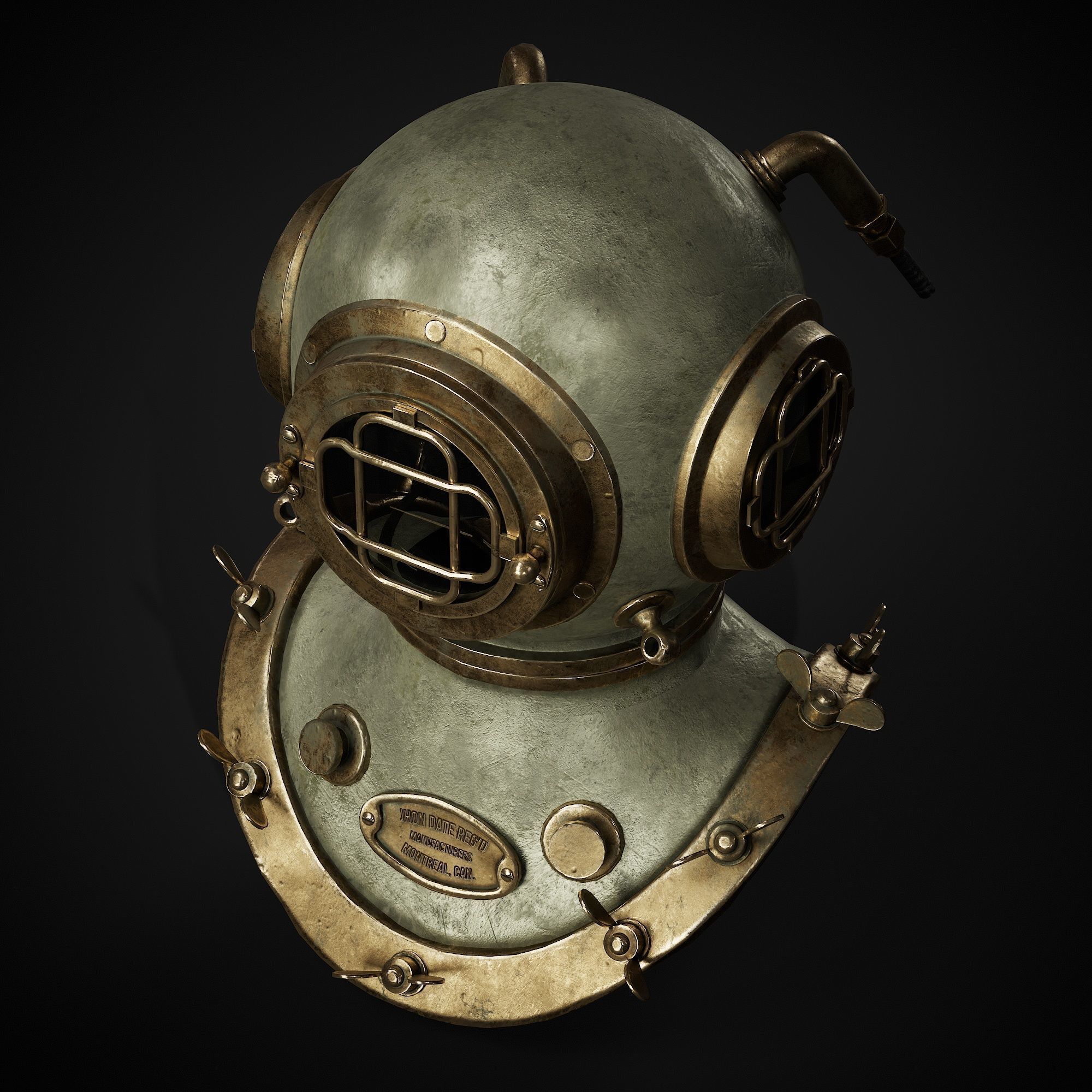 Diver Helmet Low-poly 3D model_3