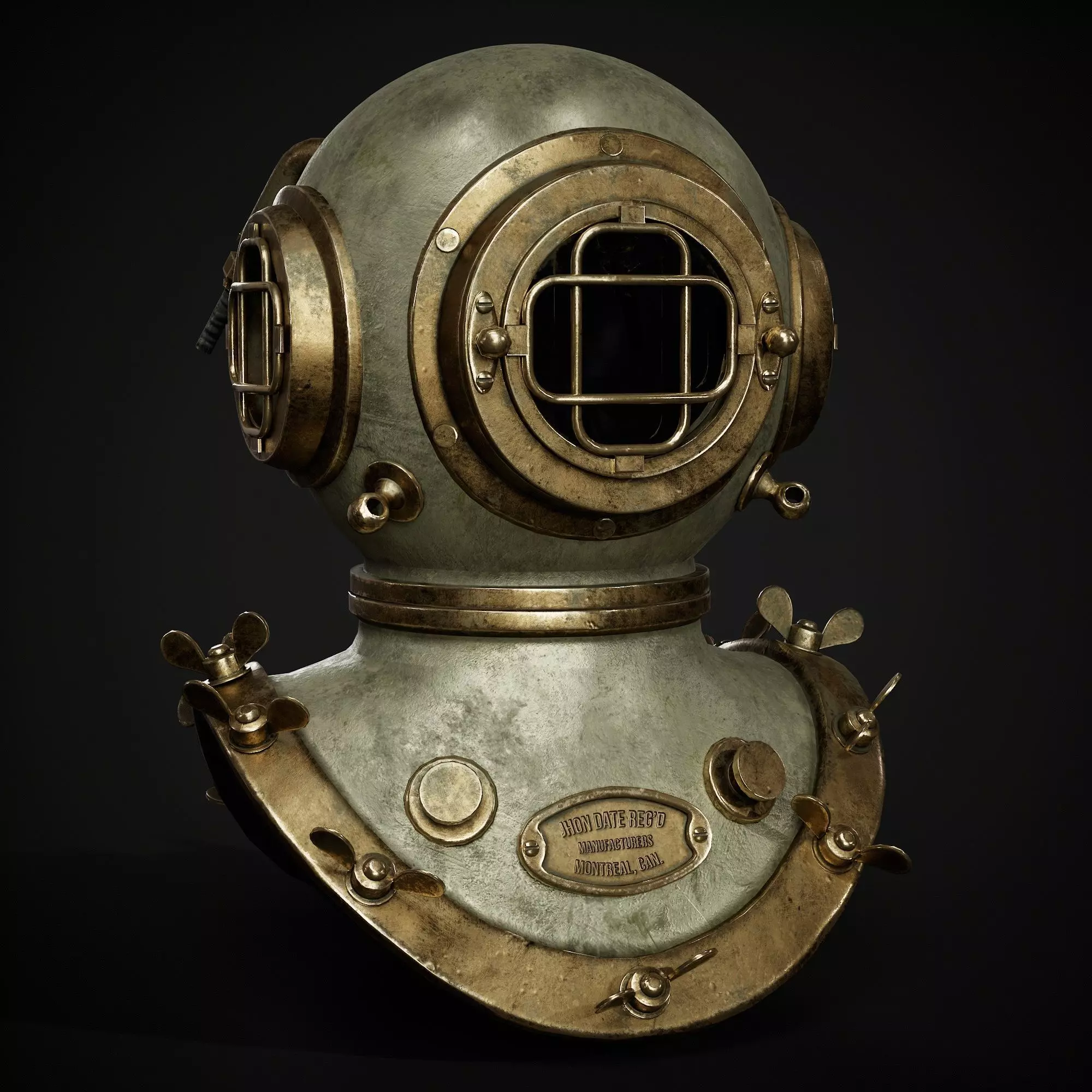 Diver Helmet Low-poly 3D model_0