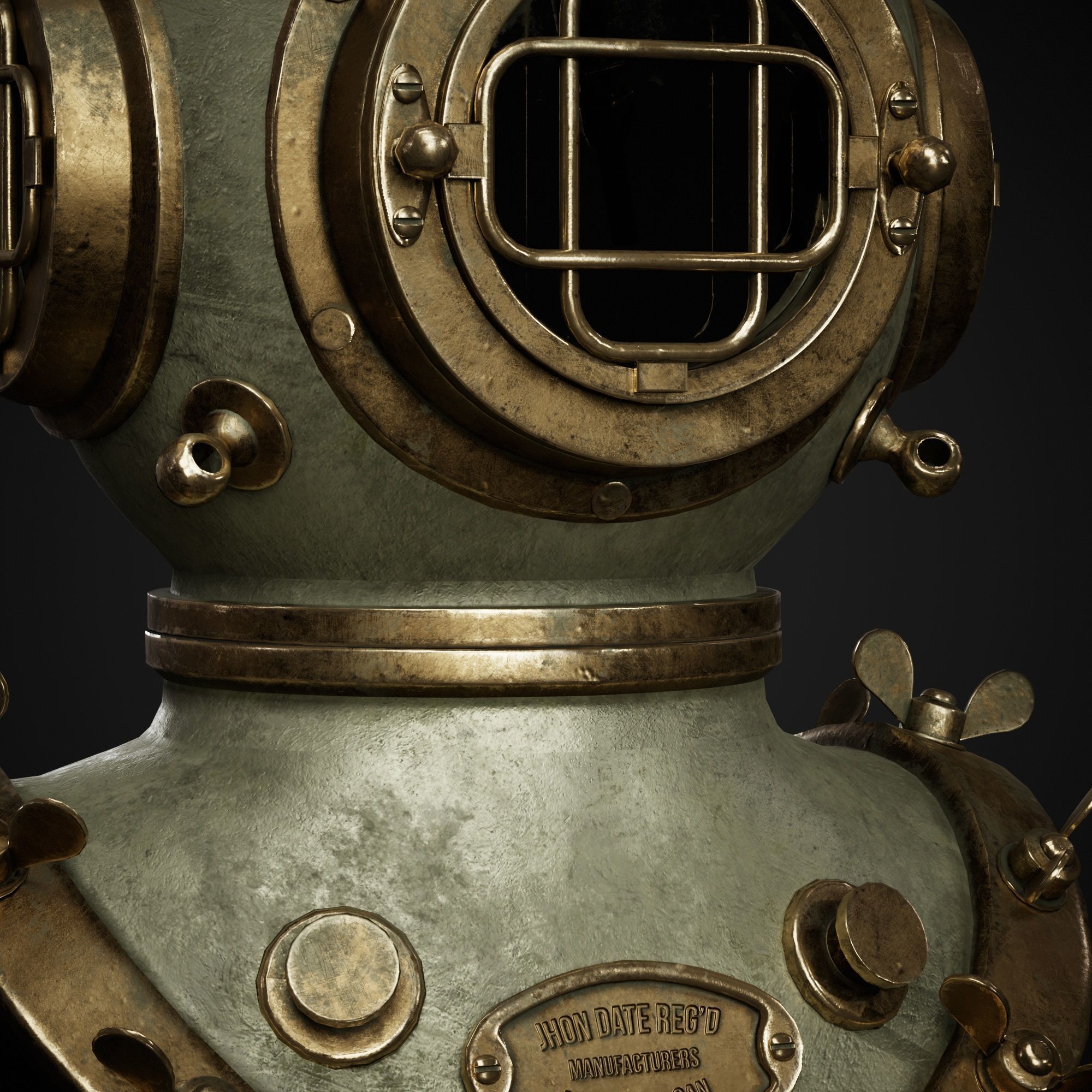 Diver Helmet Low-poly 3D model_4