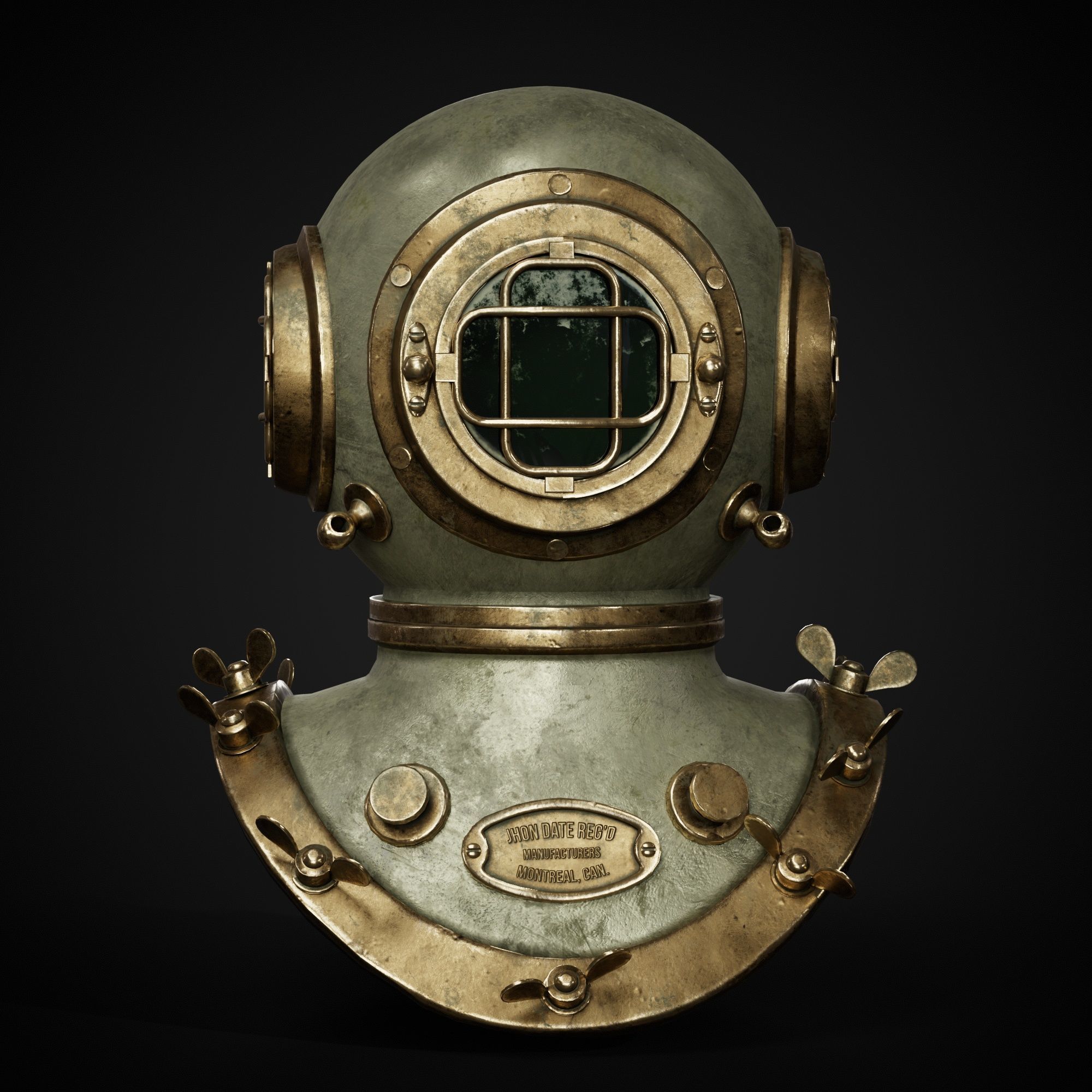 Diver Helmet Low-poly 3D model_2