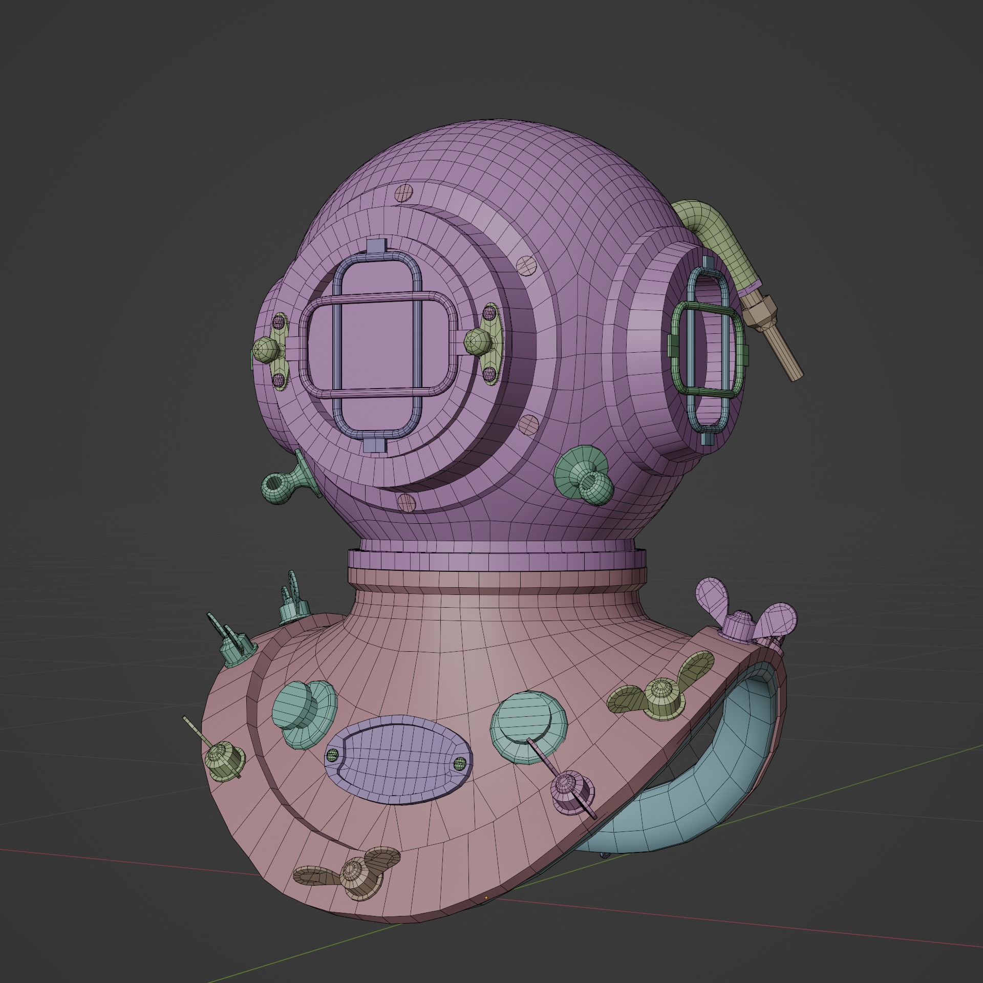 Diver Helmet Low-poly 3D model_9