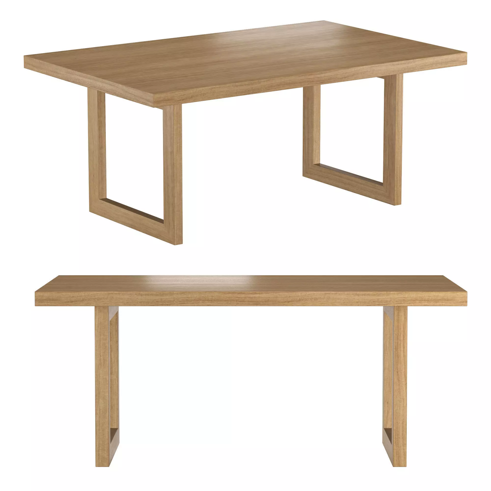 Oak Global Rectangular Dining Table 3D model_0