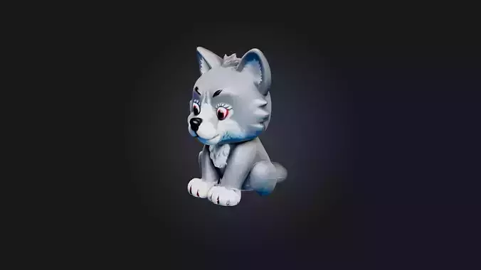 Sitting Wolf Toy Model