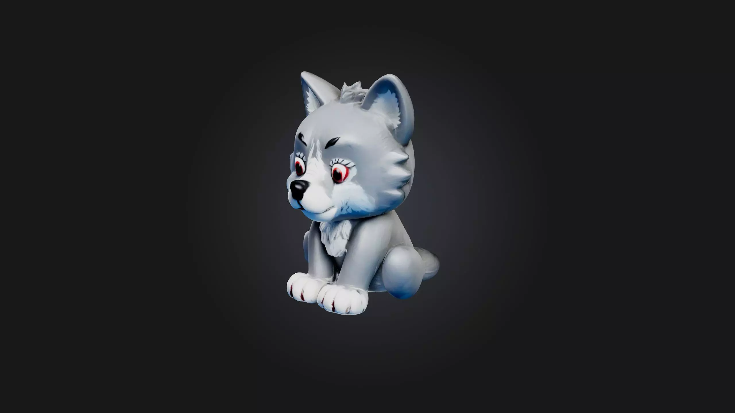 Sitting Wolf Toy Model Low-poly 3D model_0
