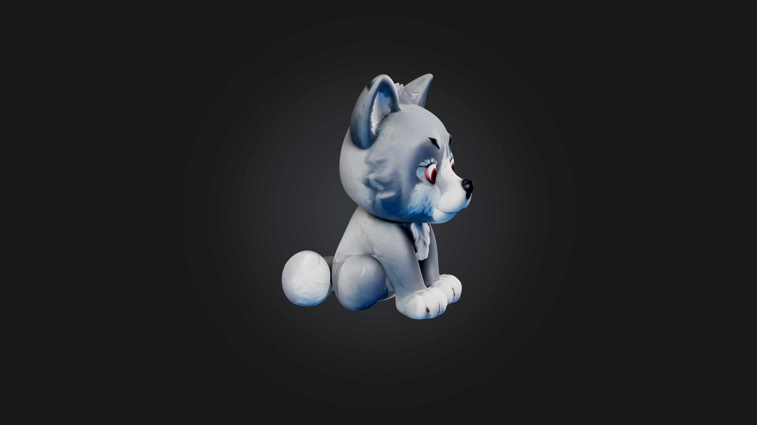 Sitting Wolf Toy Model Low-poly 3D model_7