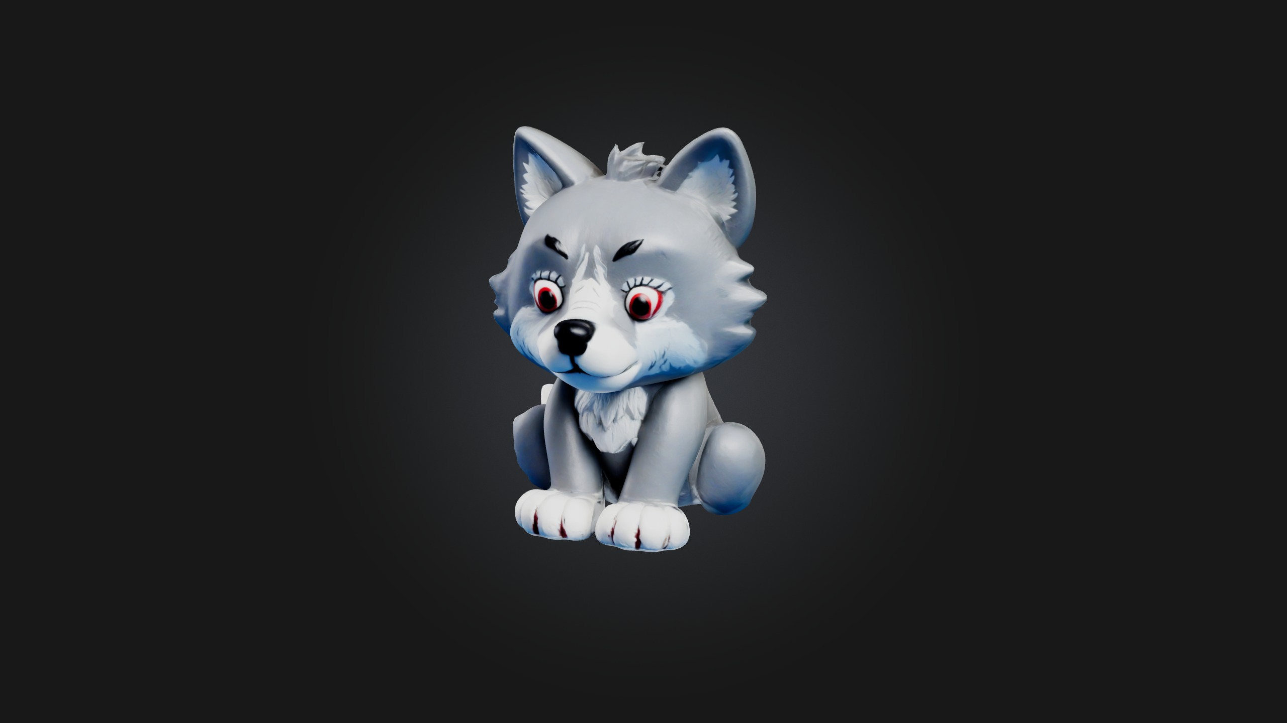 Sitting Wolf Toy Model Low-poly 3D model_1
