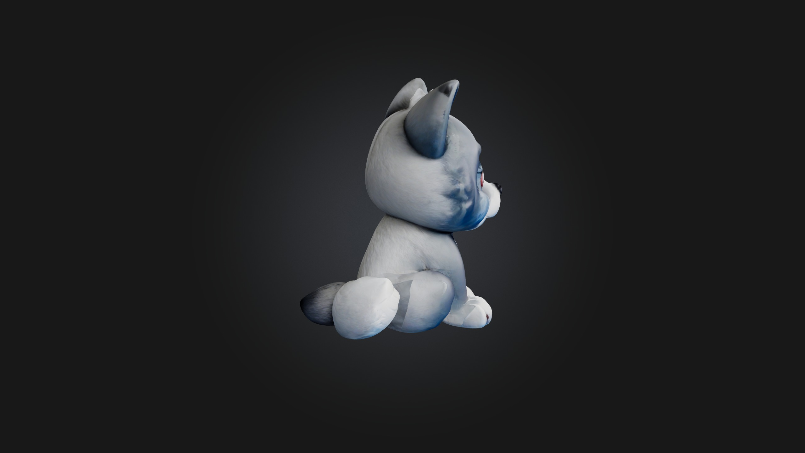 Sitting Wolf Toy Model Low-poly 3D model_8