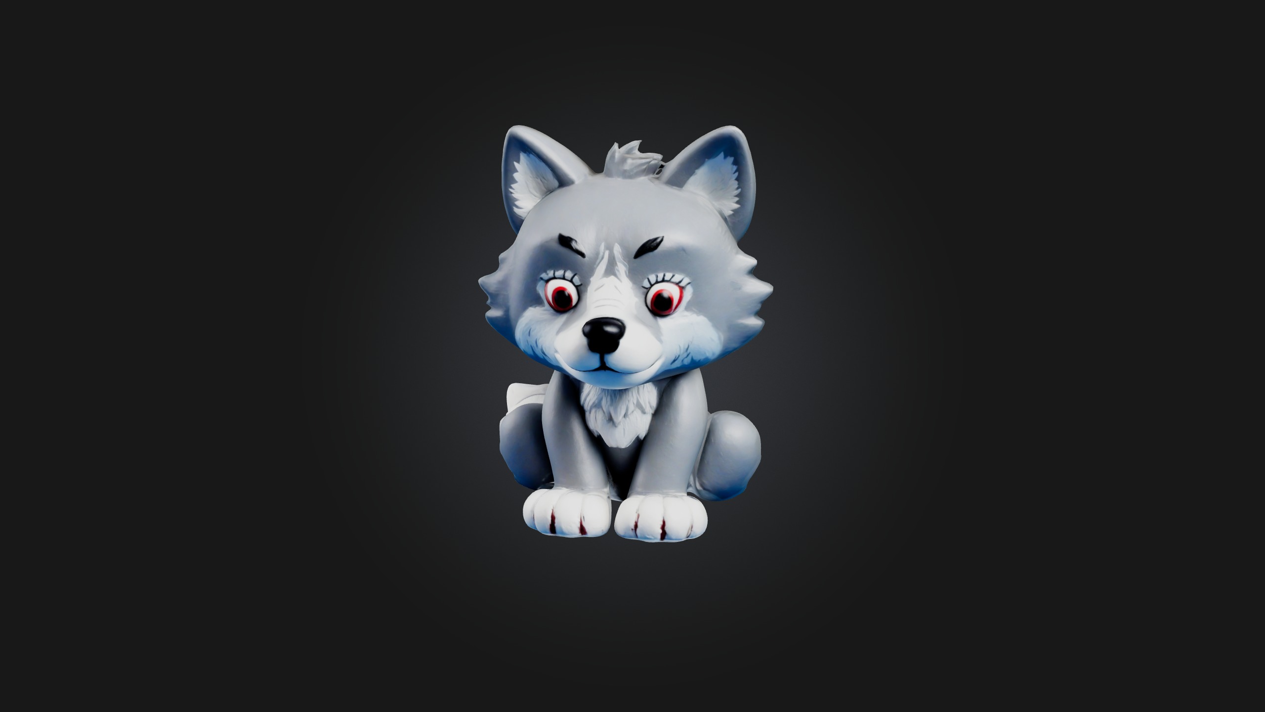 Sitting Wolf Toy Model Low-poly 3D model_3