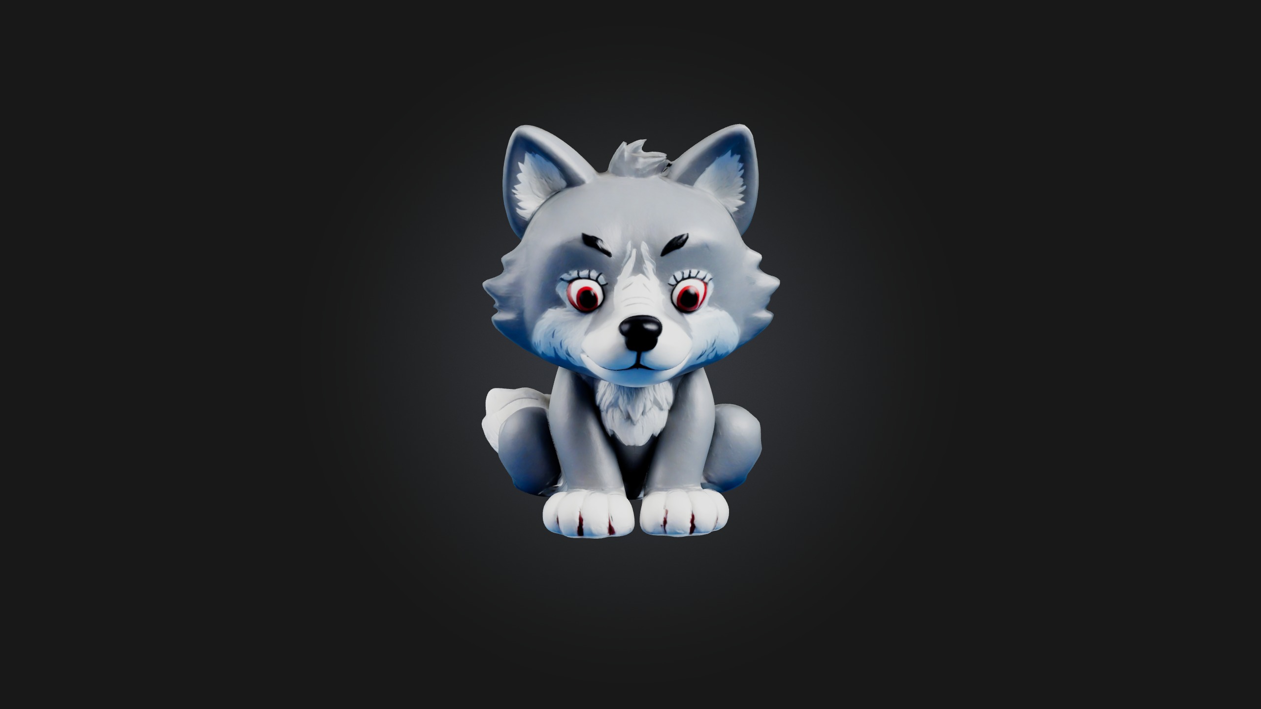 Sitting Wolf Toy Model Low-poly 3D model_4