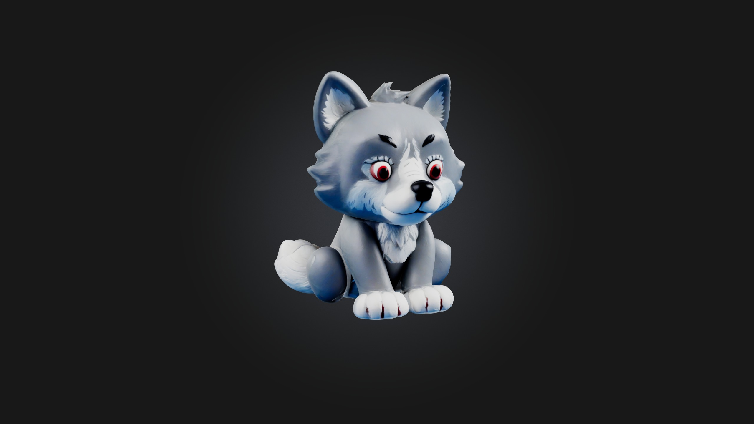 Sitting Wolf Toy Model Low-poly 3D model_5