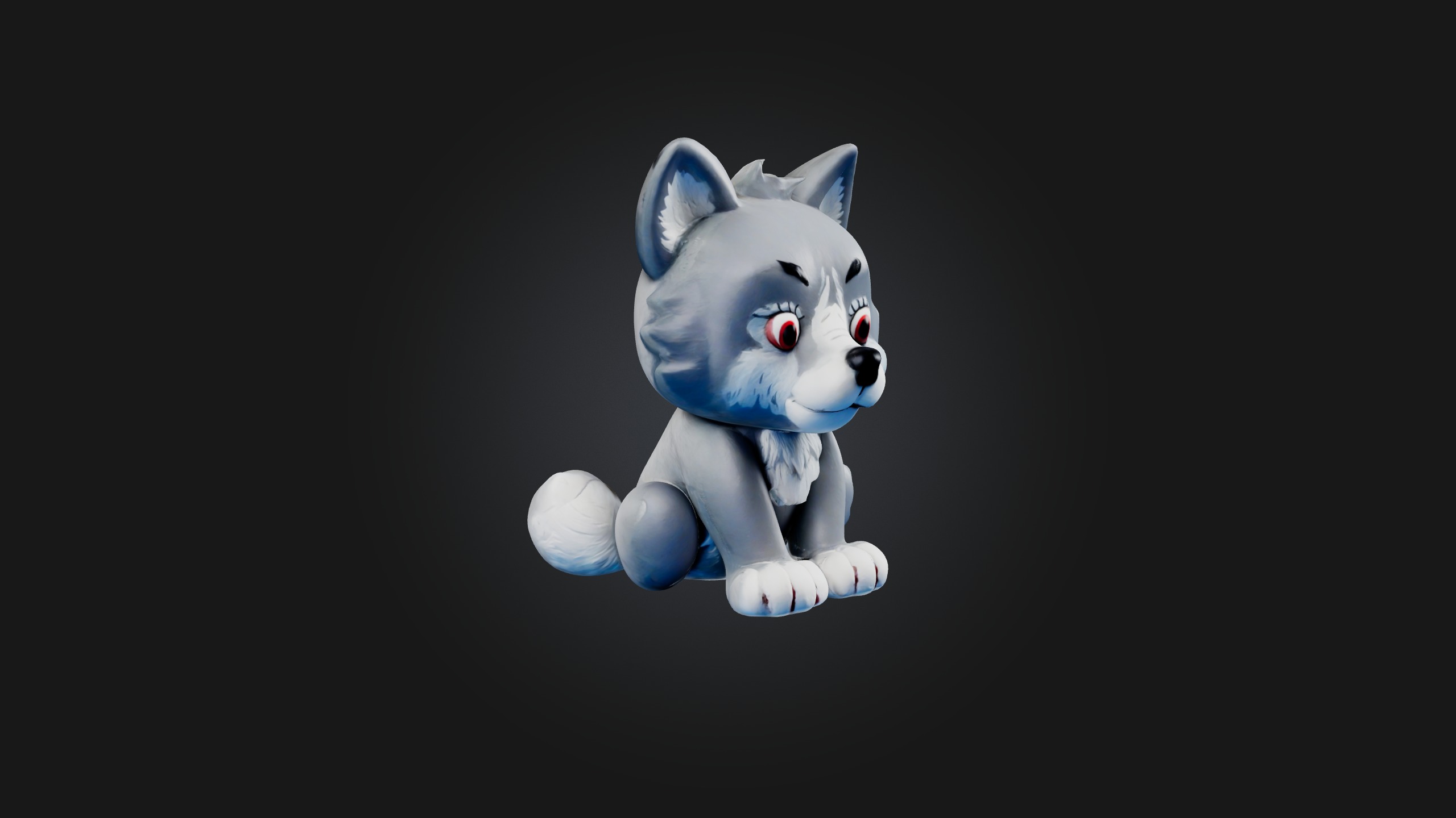 Sitting Wolf Toy Model Low-poly 3D model_6