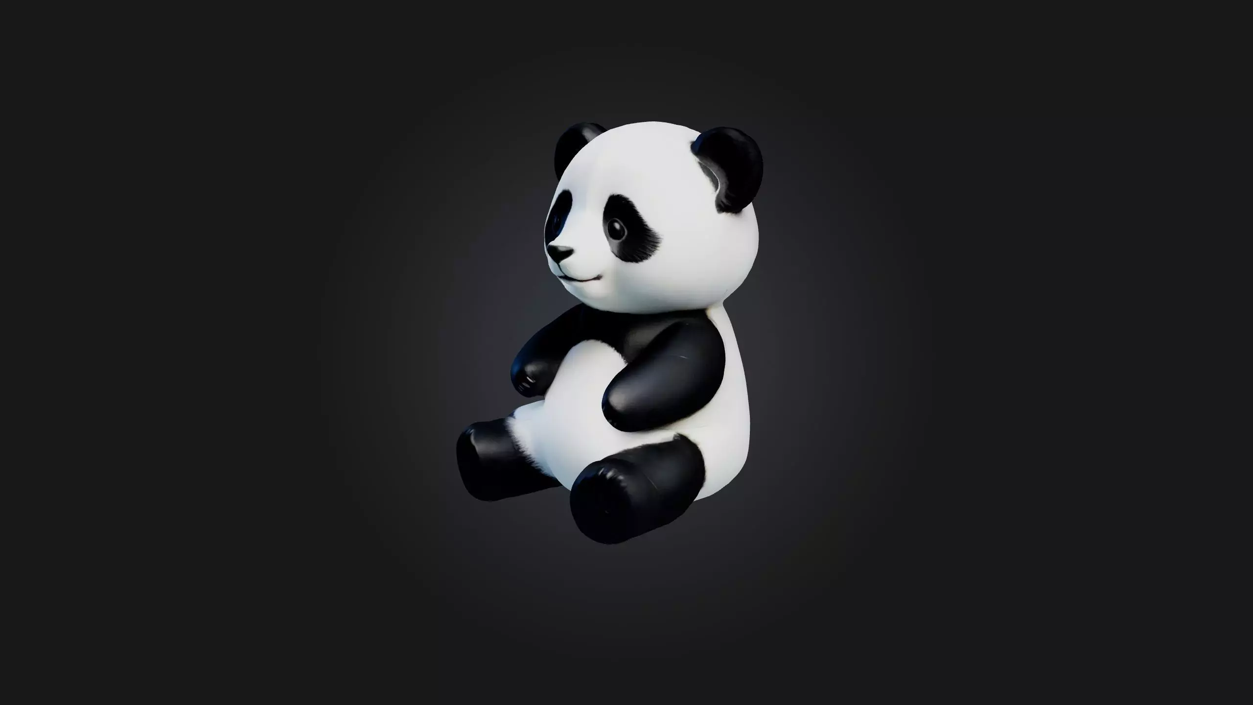 Sitting Panda Toy Model Low-poly 3D model_0