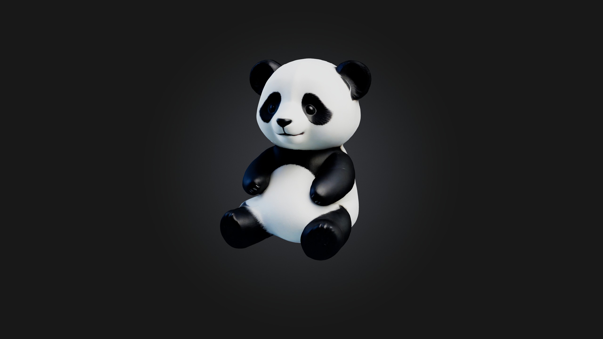 Sitting Panda Toy Model Low-poly 3D model_1