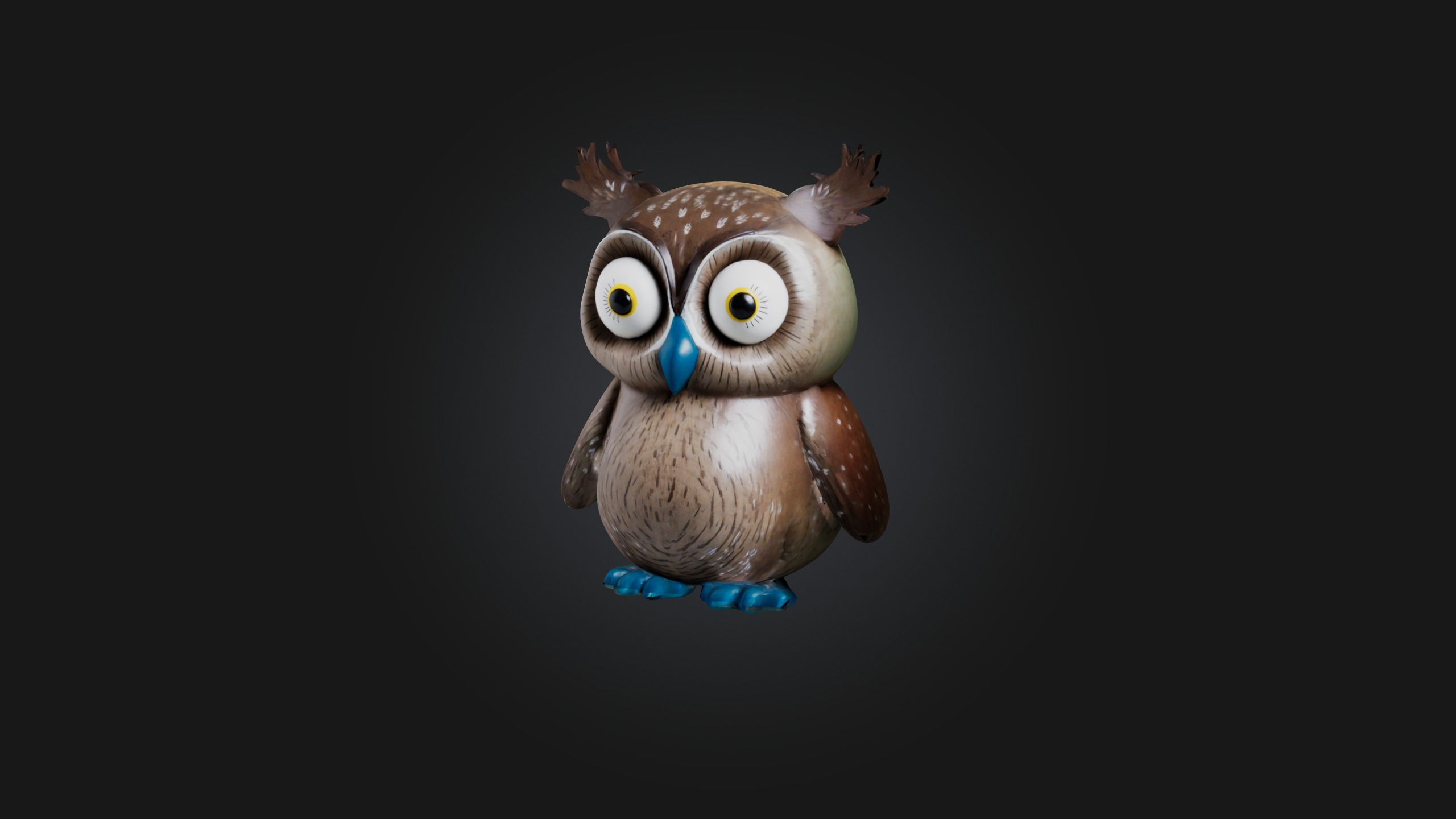 Sitting Owl Toy Model Low-poly 3D model_1