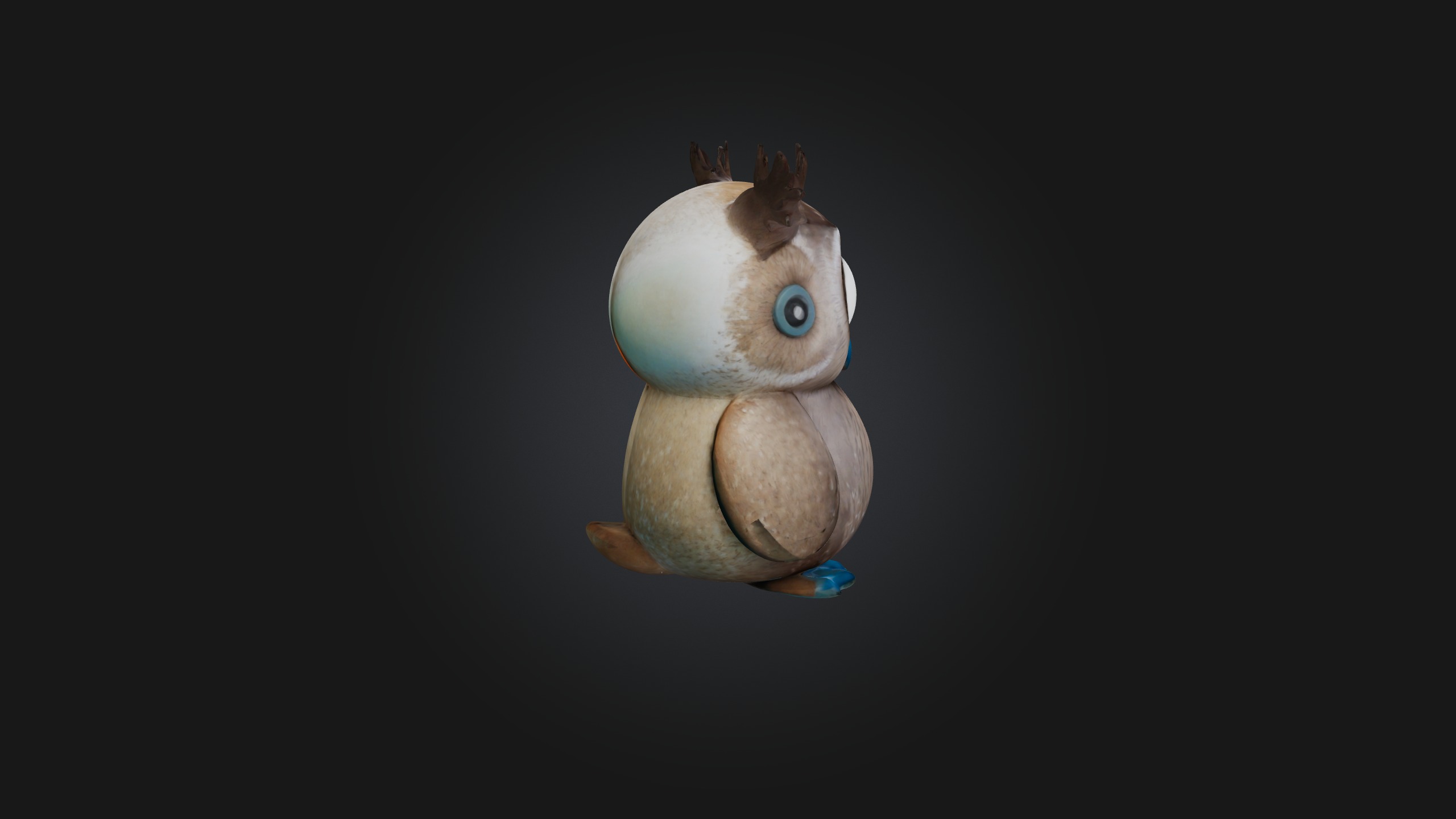 Sitting Owl Toy Model Low-poly 3D model_8
