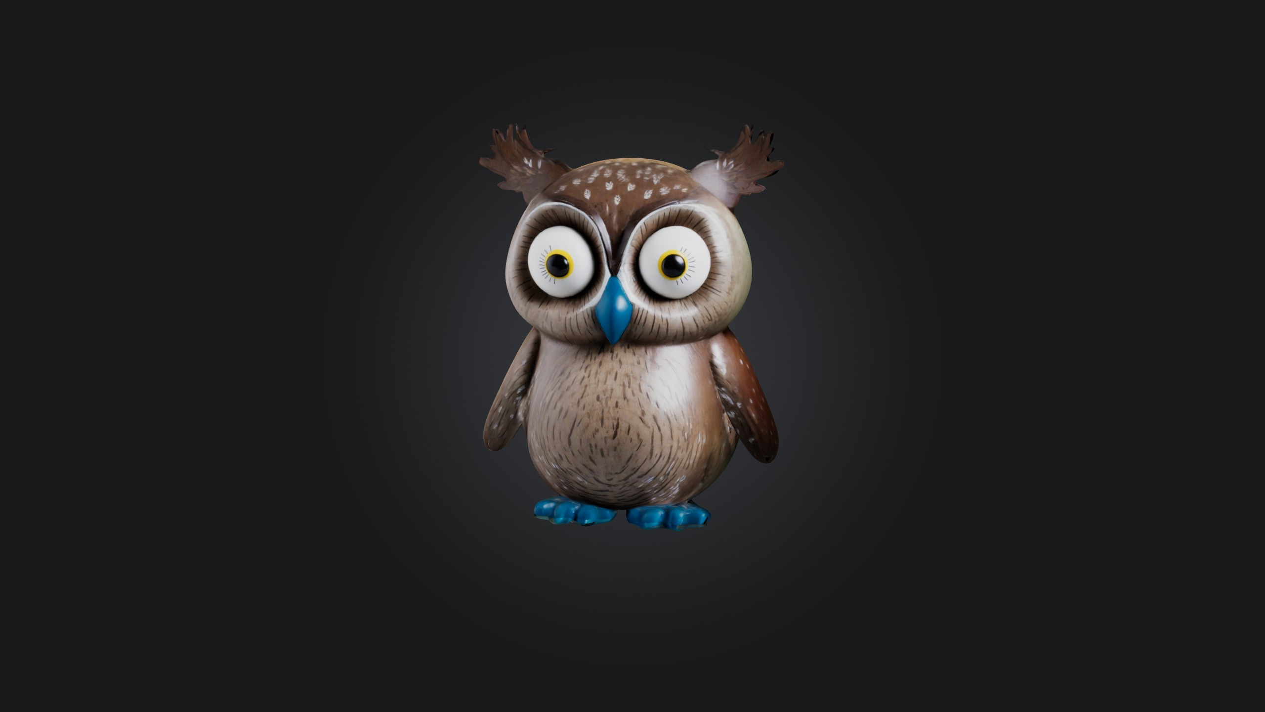 Sitting Owl Toy Model Low-poly 3D model_3