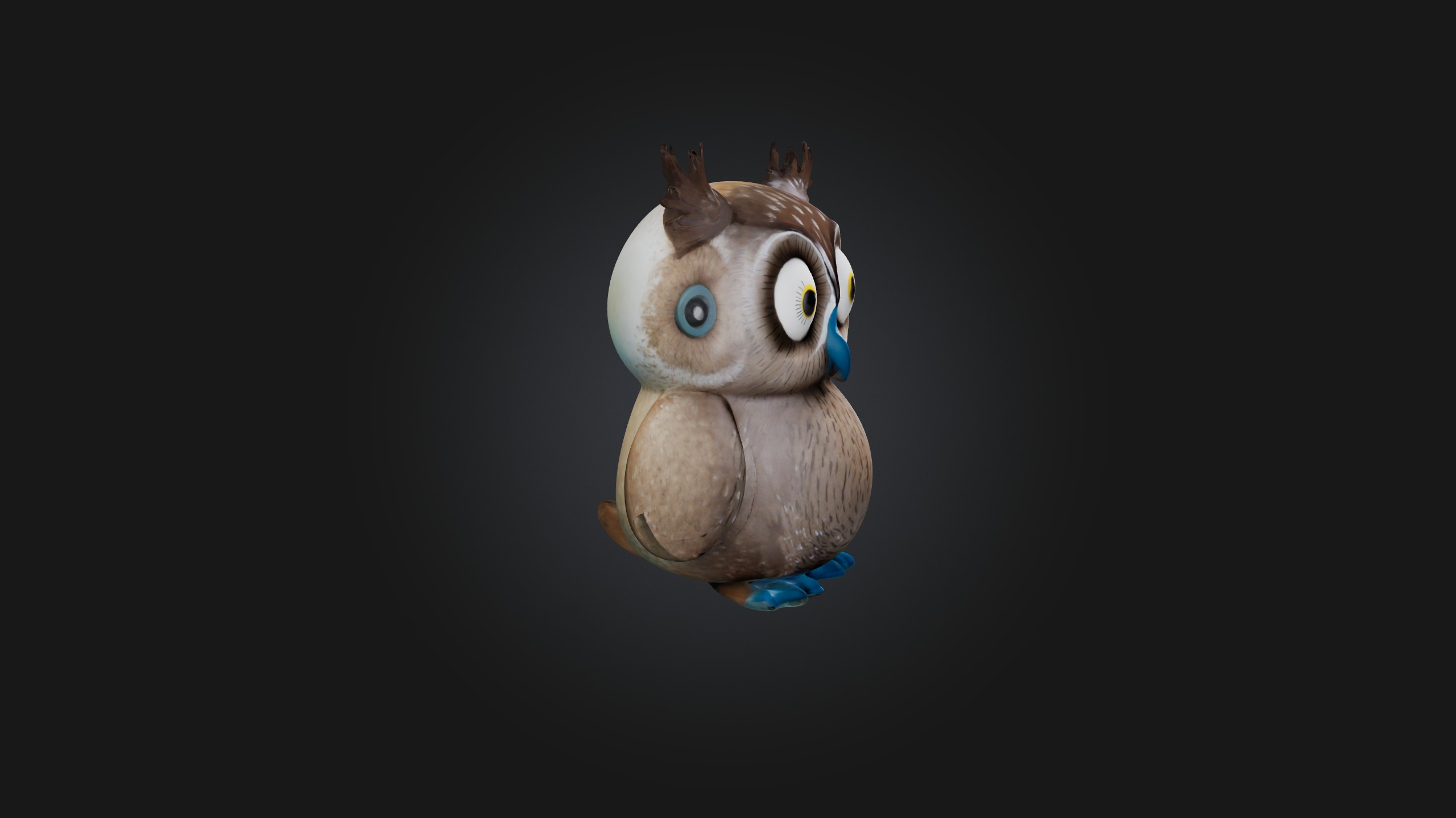 Sitting Owl Toy Model Low-poly 3D model_7