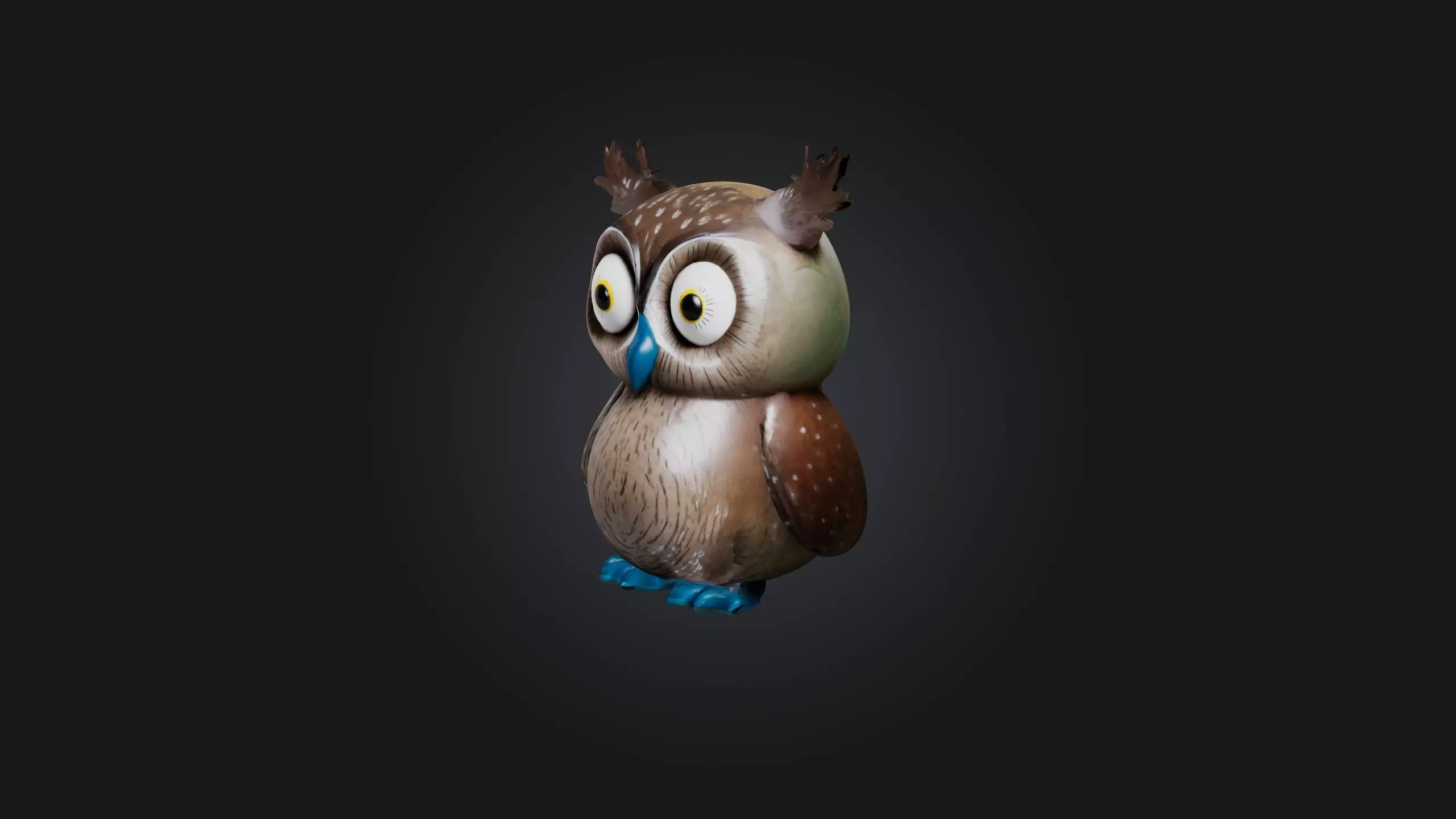Sitting Owl Toy Model Low-poly 3D model_0
