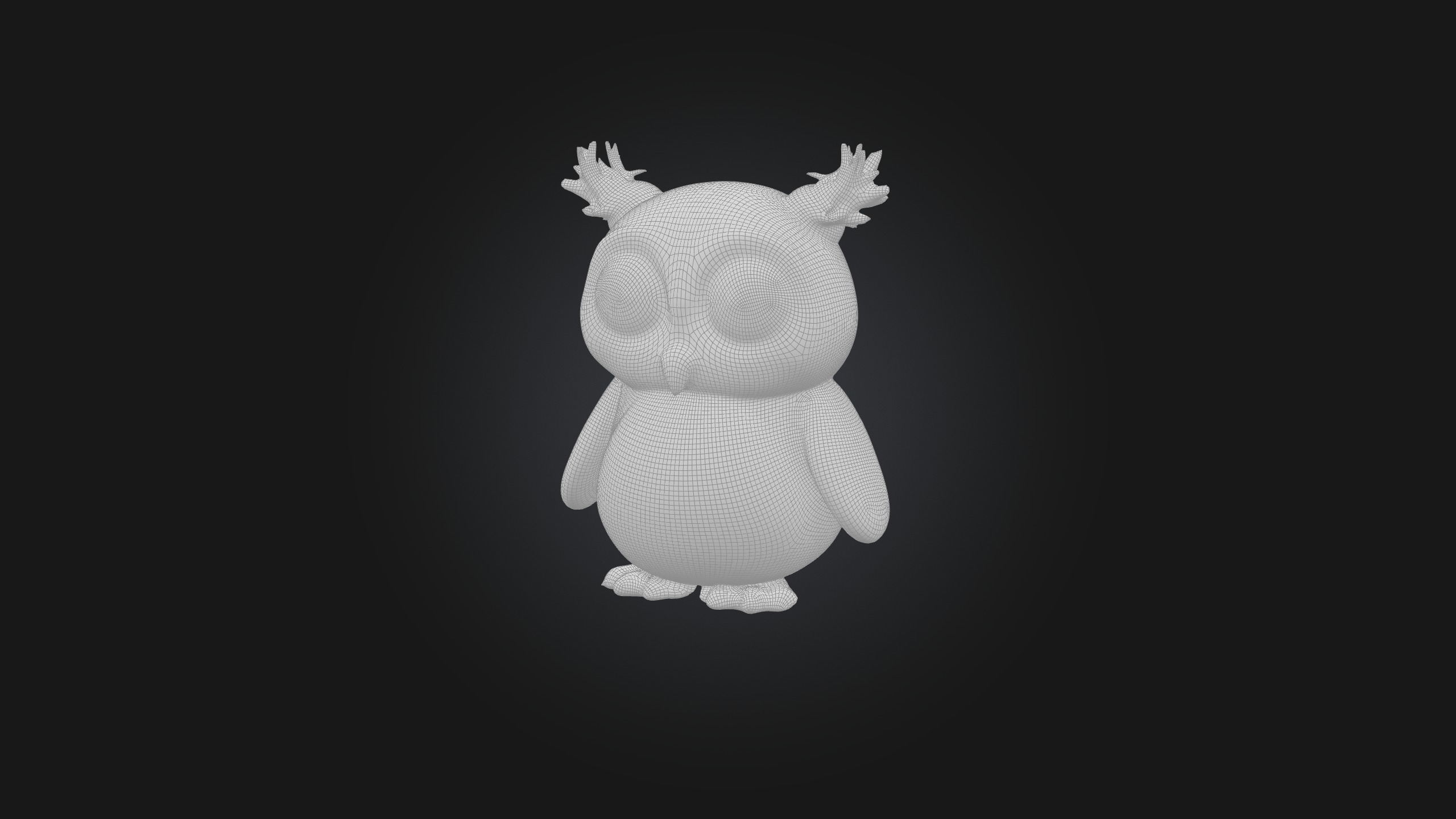 Sitting Owl Toy Model Low-poly 3D model_2