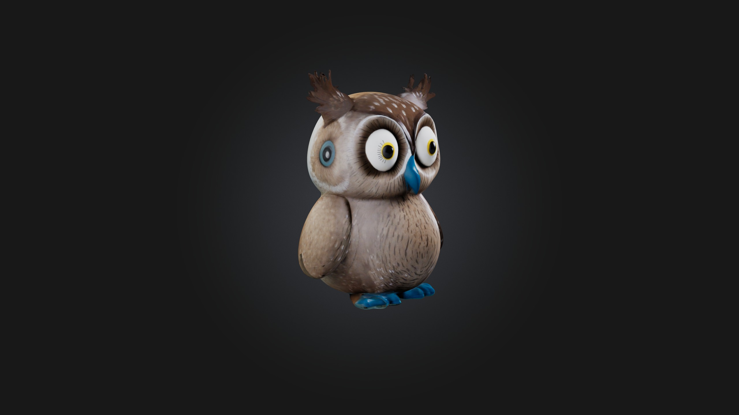 Sitting Owl Toy Model Low-poly 3D model_6