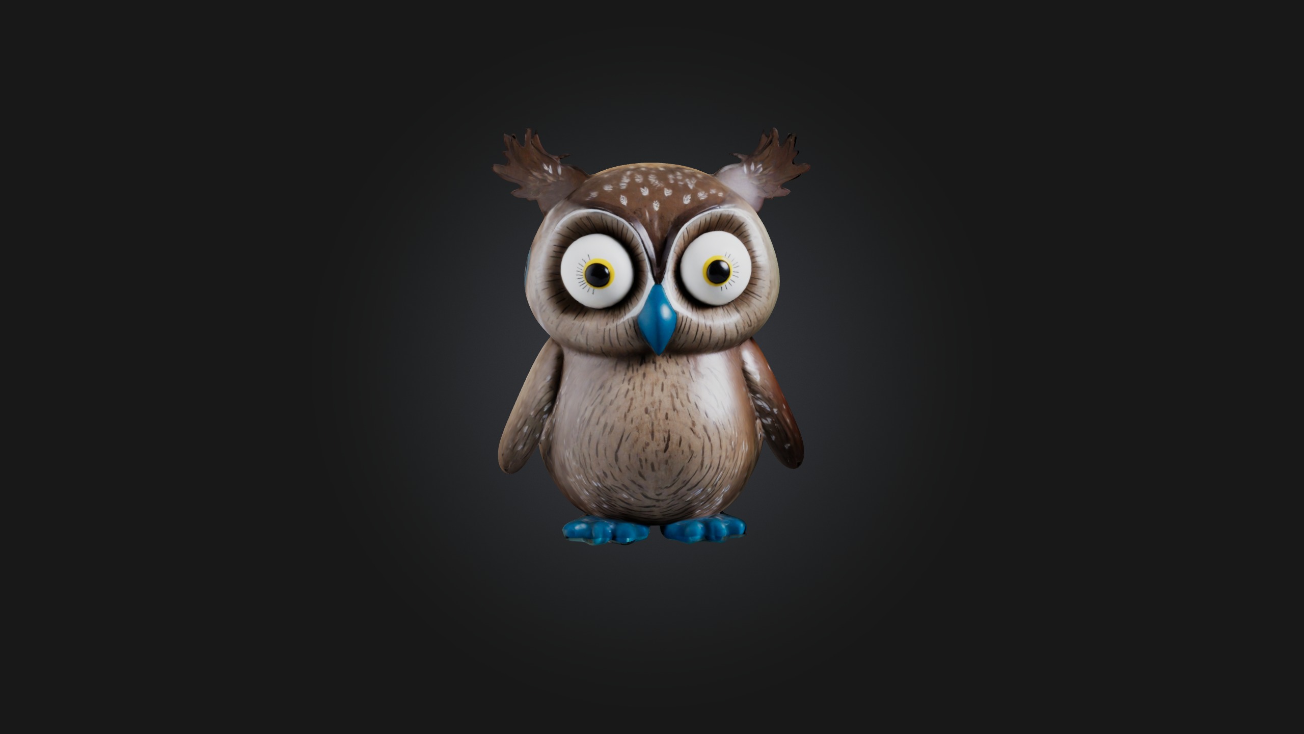 Sitting Owl Toy Model Low-poly 3D model_4