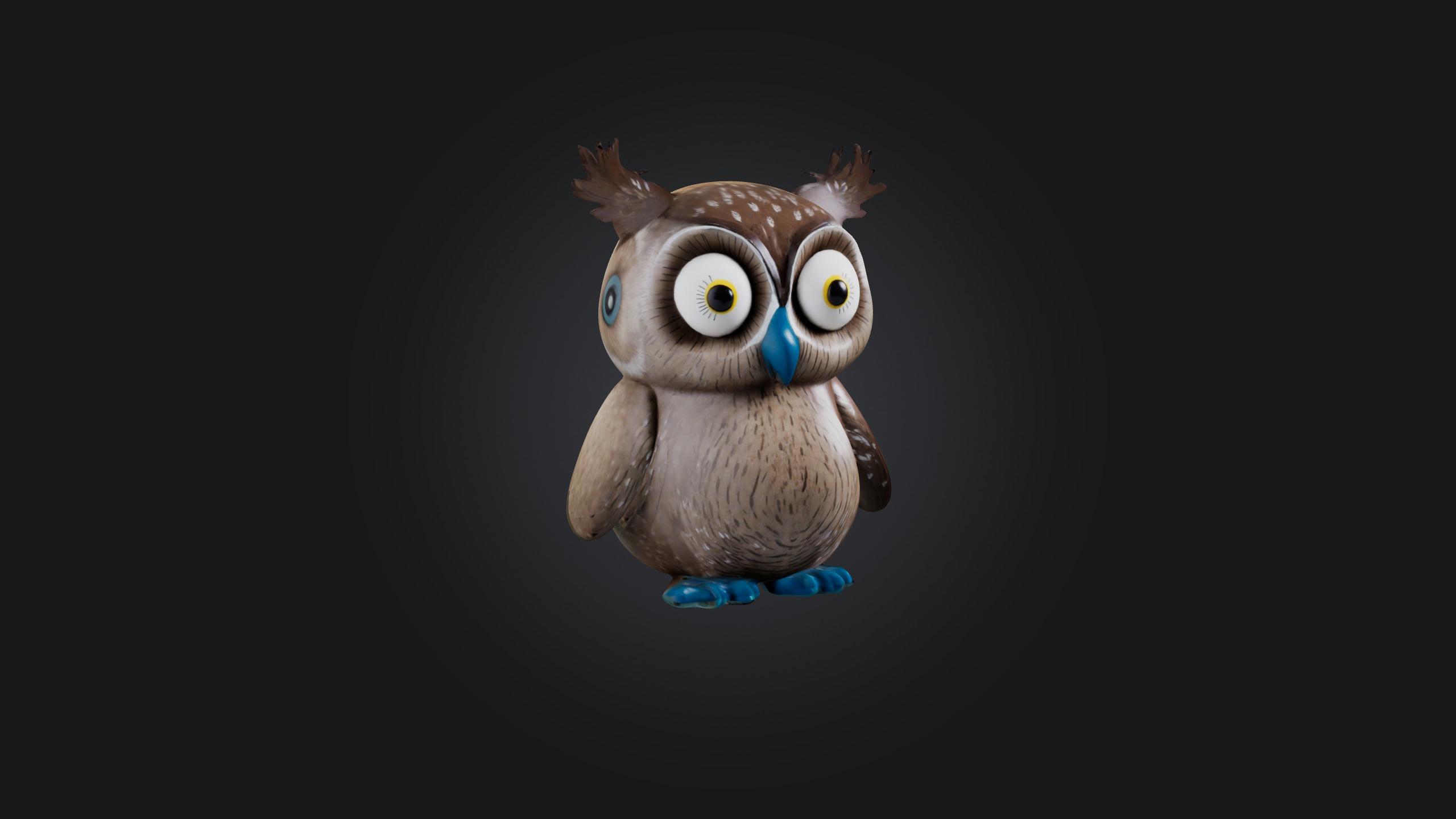 Sitting Owl Toy Model Low-poly 3D model_5
