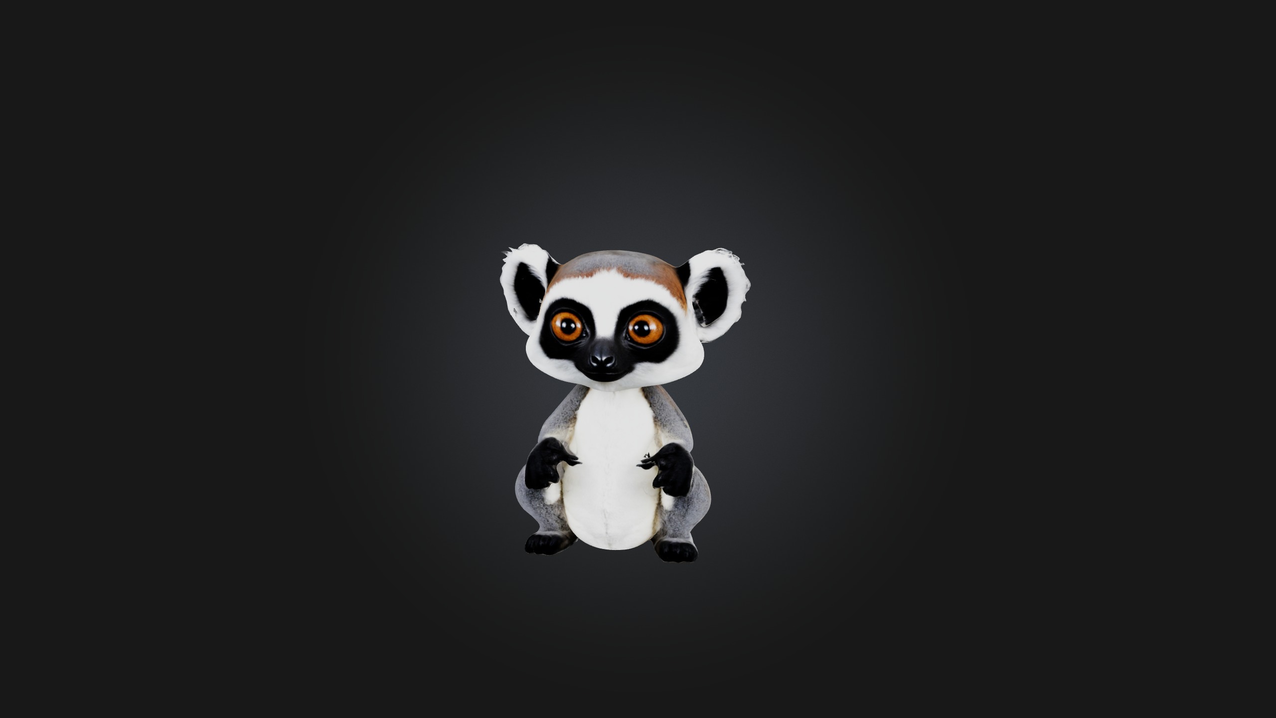 Sitting Lemur Low-poly 3D model_3