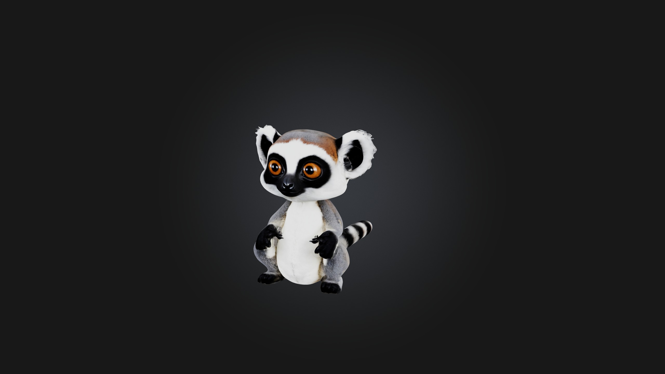 Sitting Lemur Low-poly 3D model_1