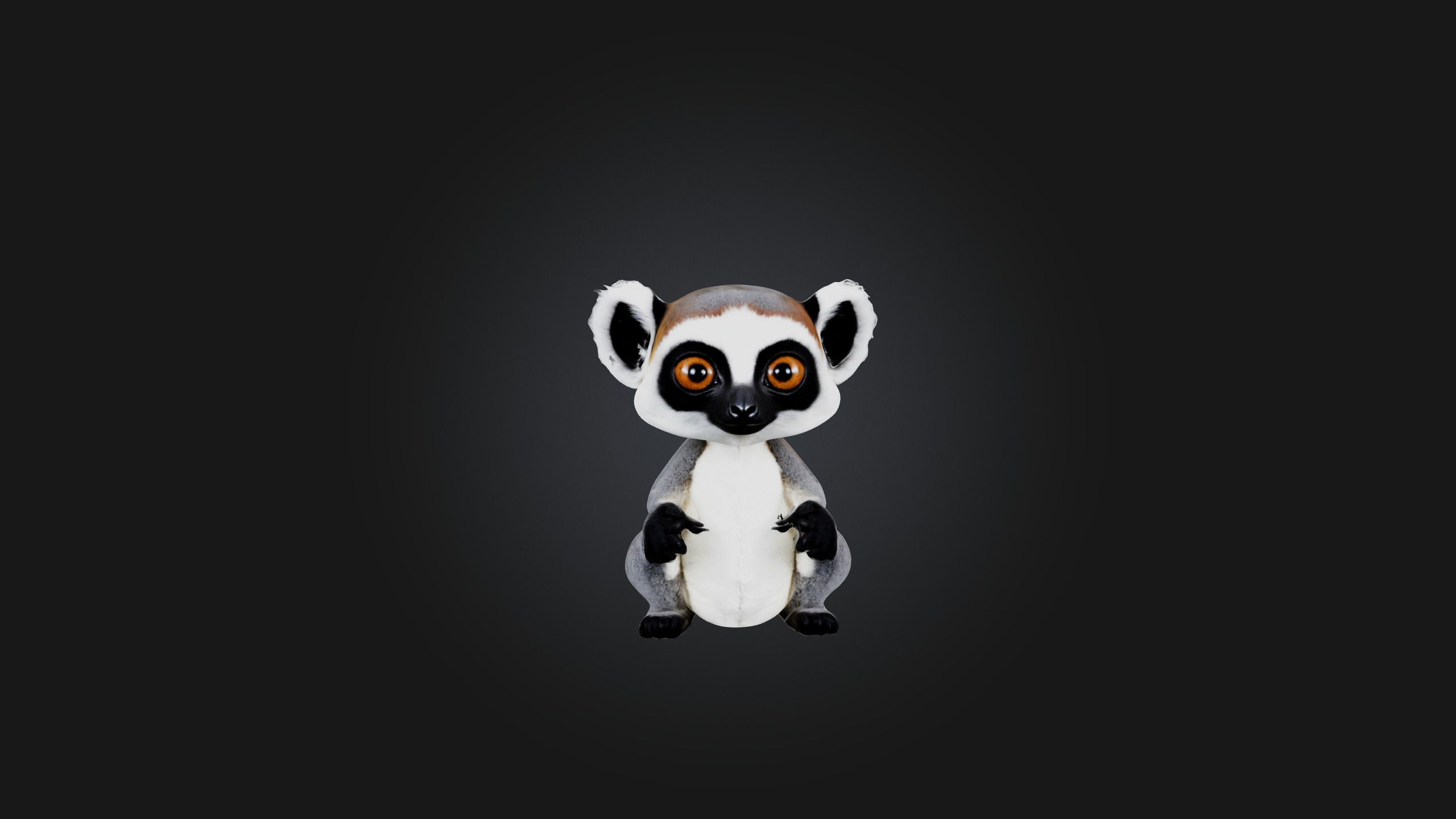 Sitting Lemur Low-poly 3D model_4