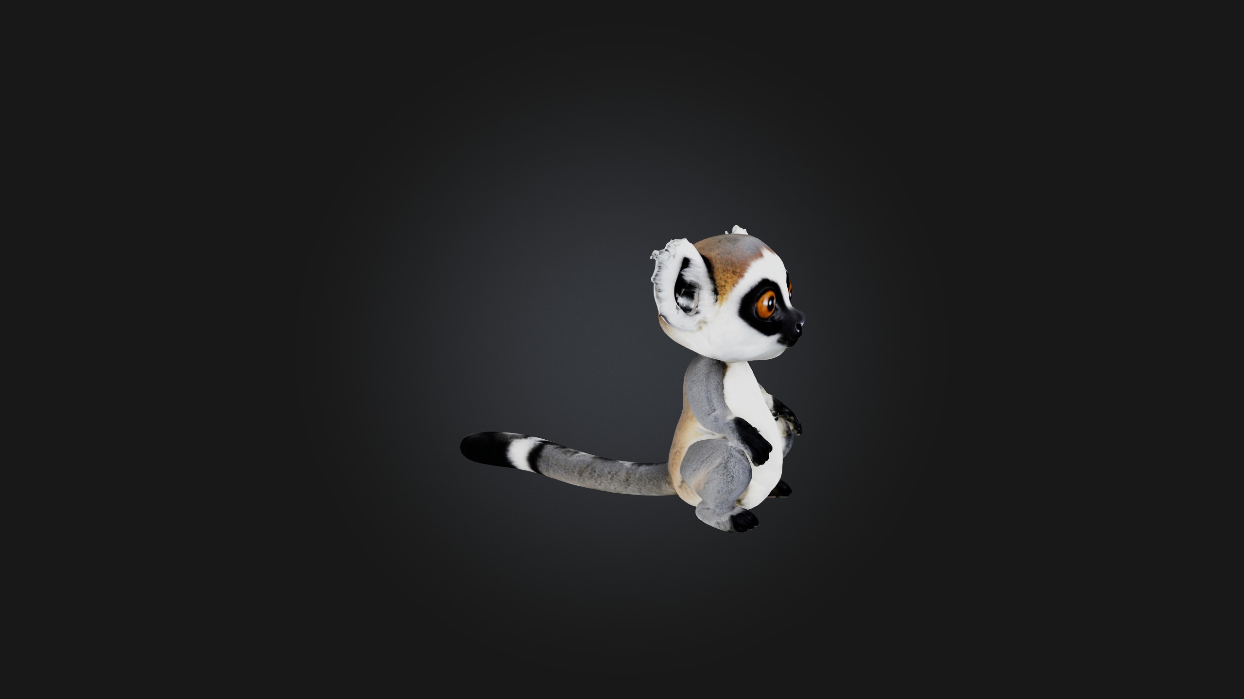Sitting Lemur Low-poly 3D model_7