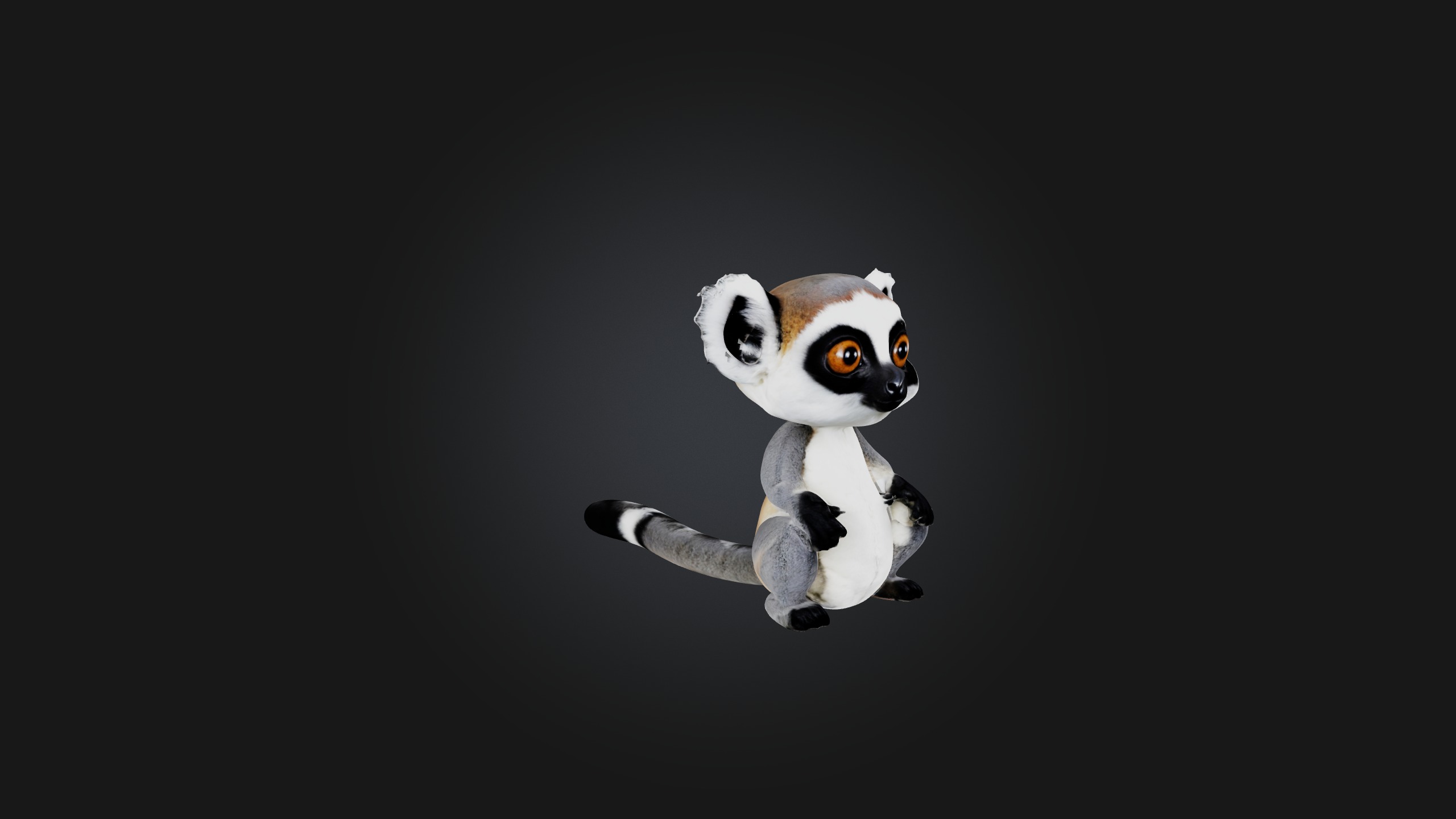 Sitting Lemur Low-poly 3D model_6