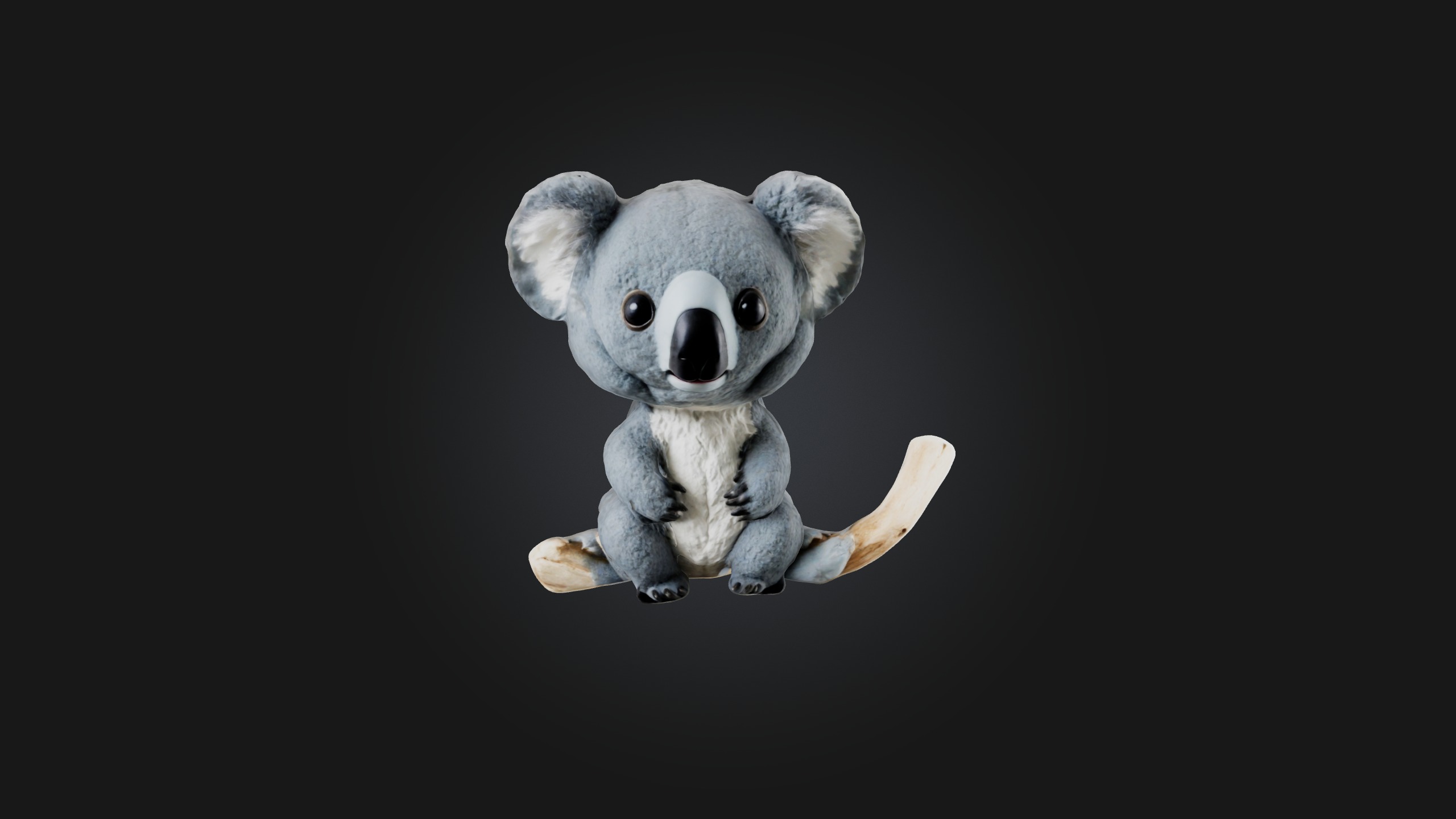 Sitting Koala Low-poly 3D model_4