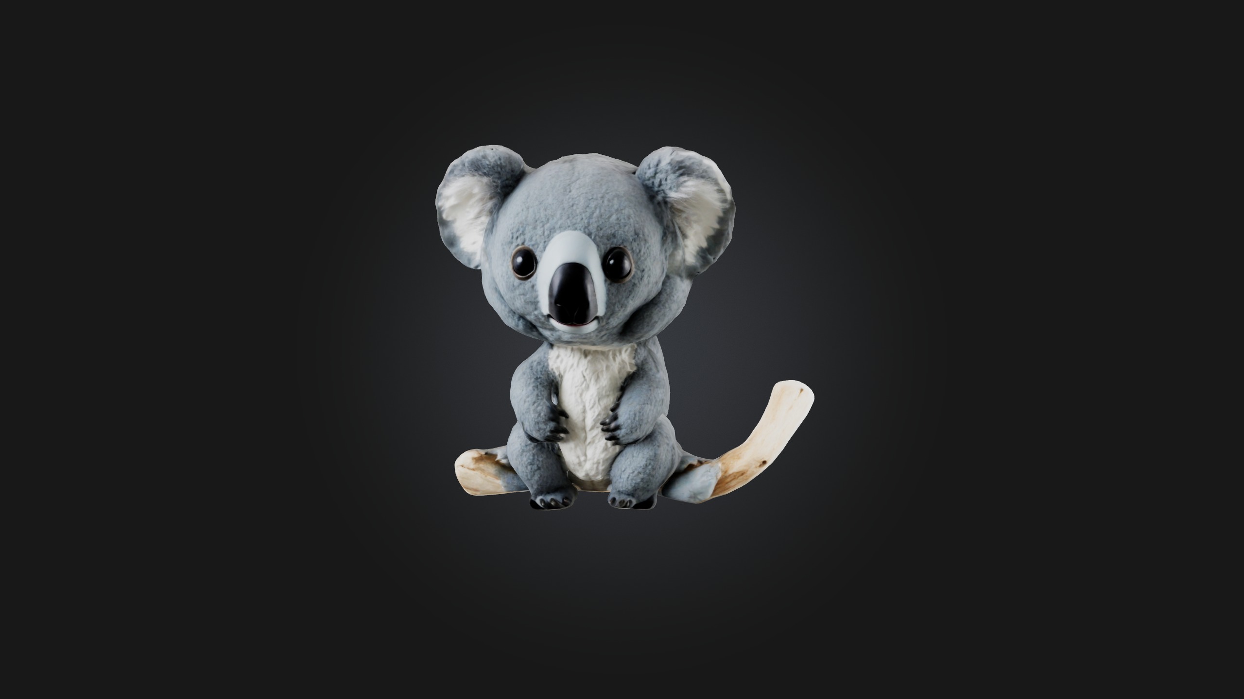 Sitting Koala Low-poly 3D model_3