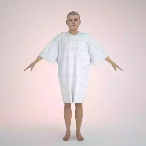 Middle Aged Mixed Race Woman Wearing Hospital Gown