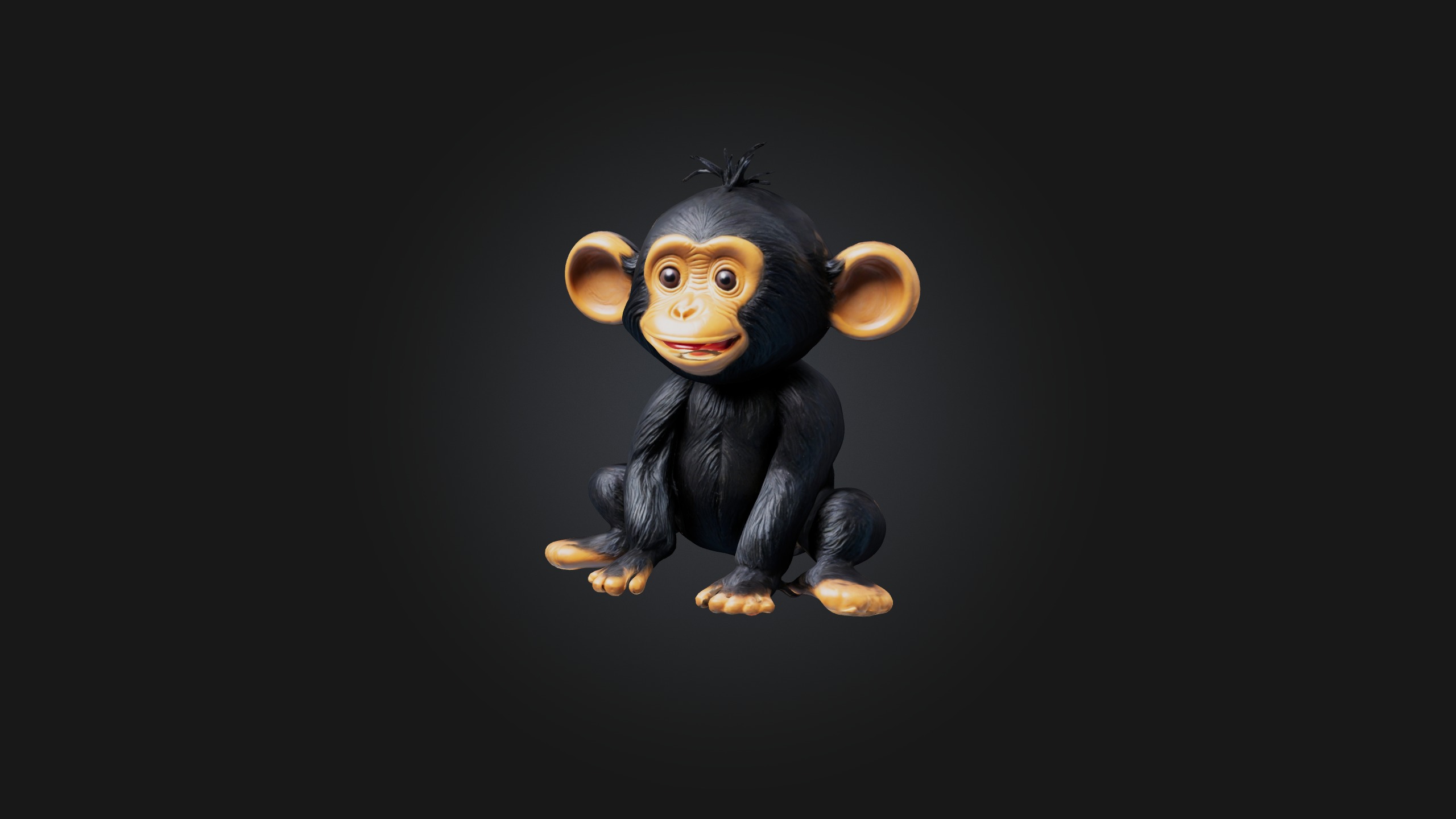Sitting Chimpanzee Toy Model Low-poly 3D model_1