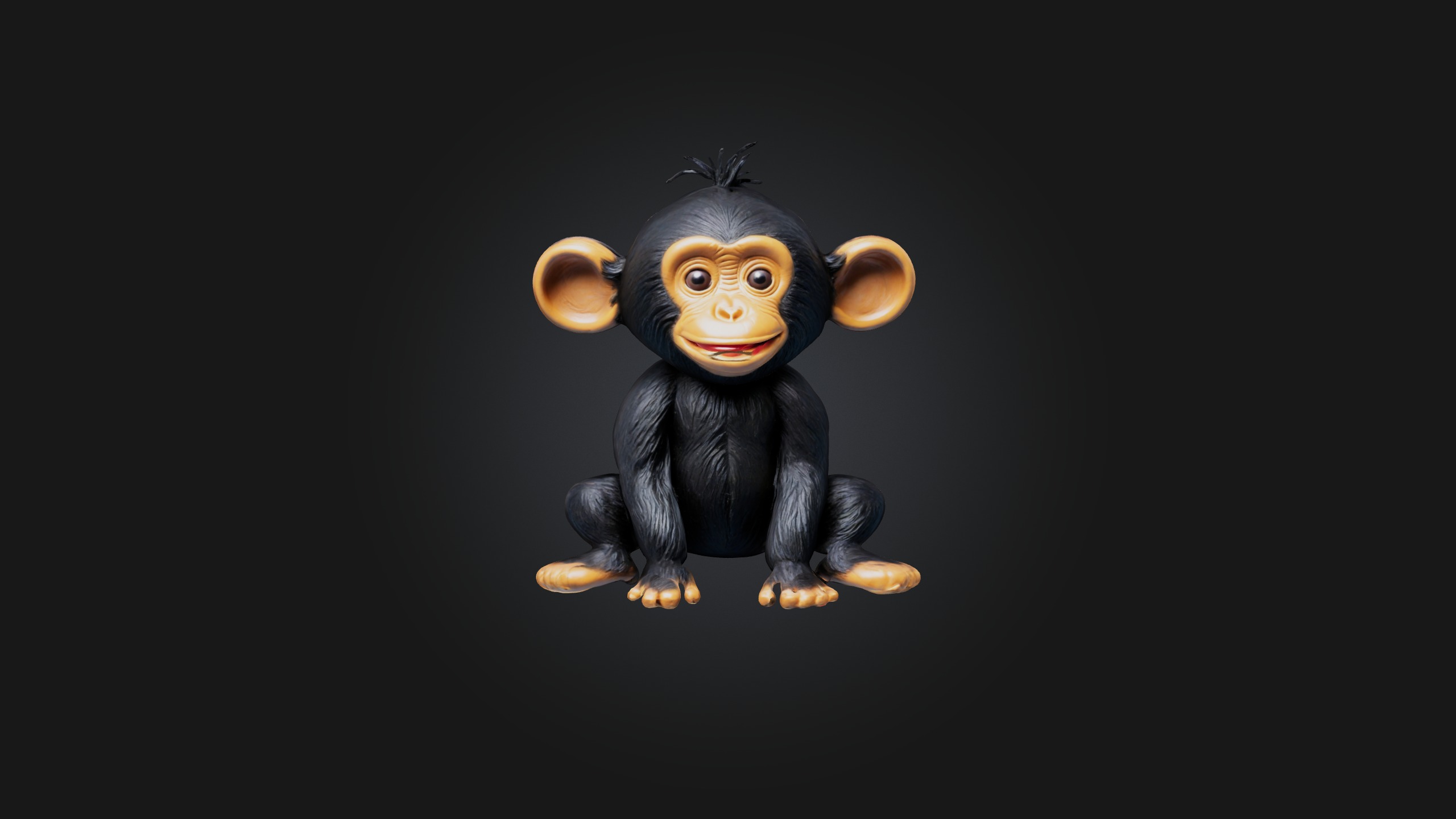 Sitting Chimpanzee Toy Model Low-poly 3D model_4