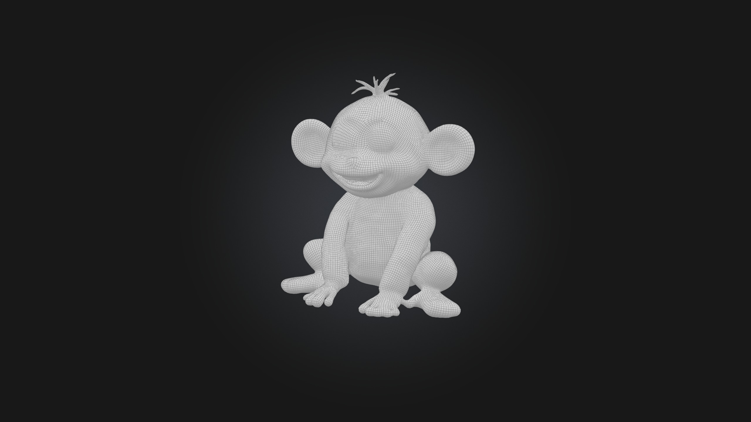 Sitting Chimpanzee Toy Model Low-poly 3D model_2