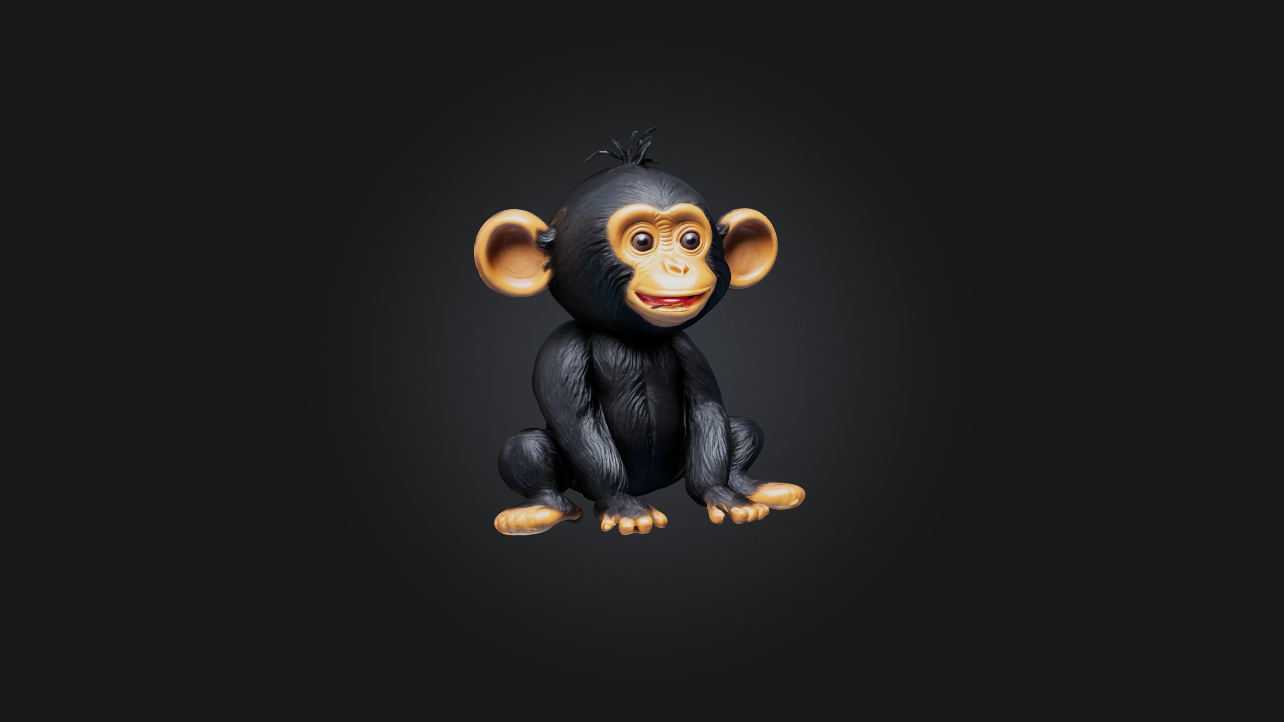 Sitting Chimpanzee Toy Model Low-poly 3D model_5