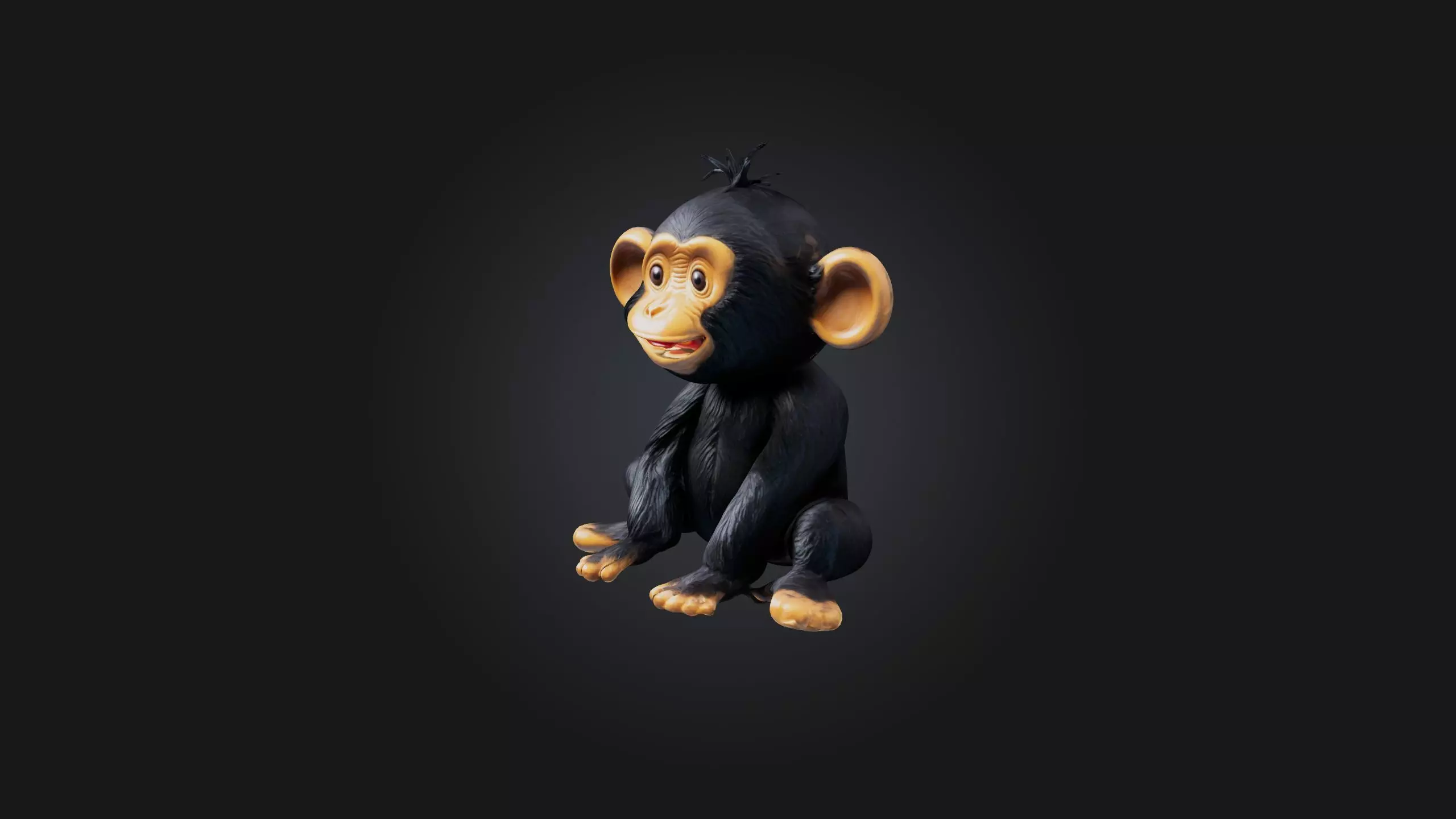 Sitting Chimpanzee Toy Model Low-poly 3D model_0