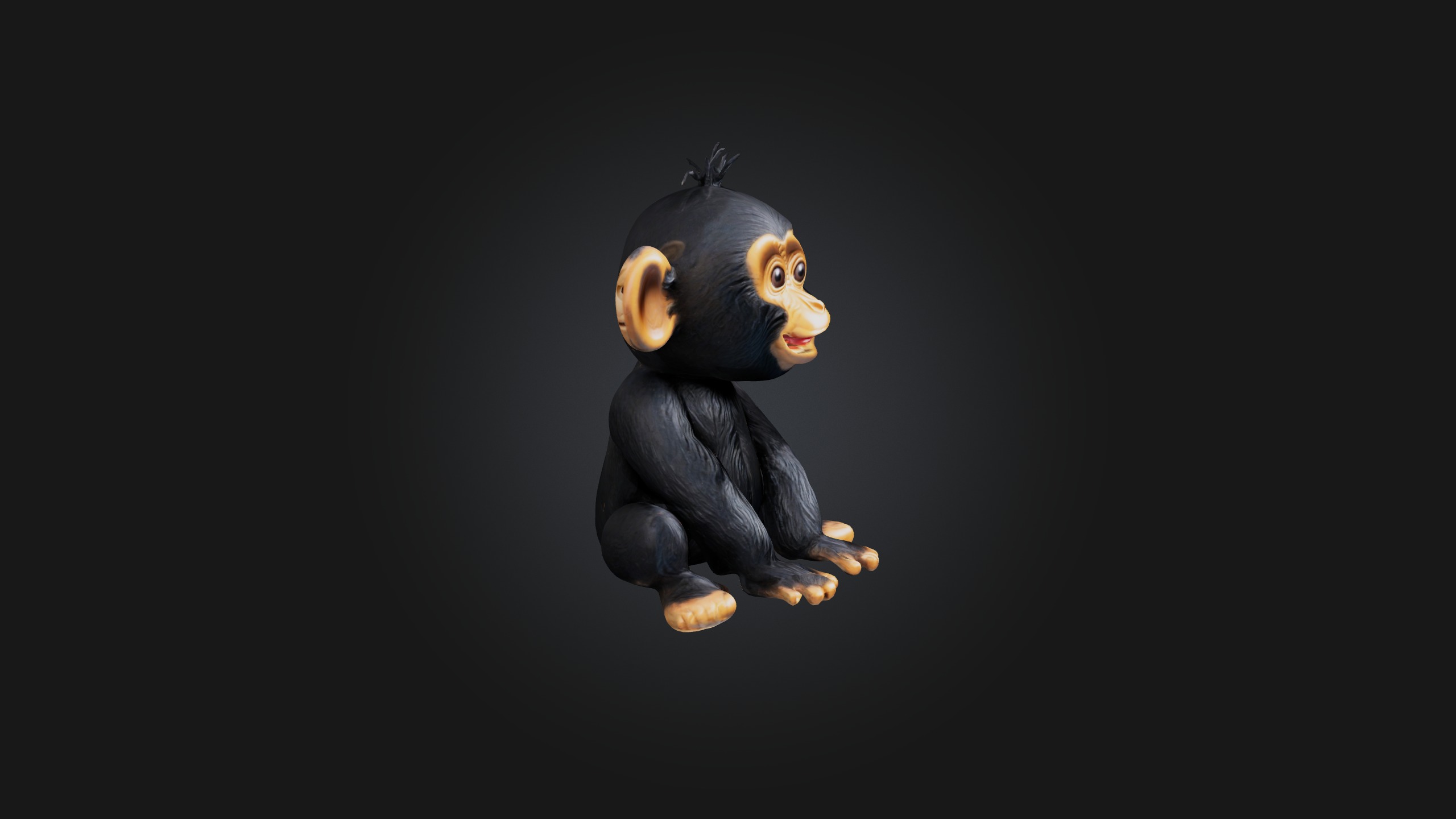 Sitting Chimpanzee Toy Model Low-poly 3D model_7