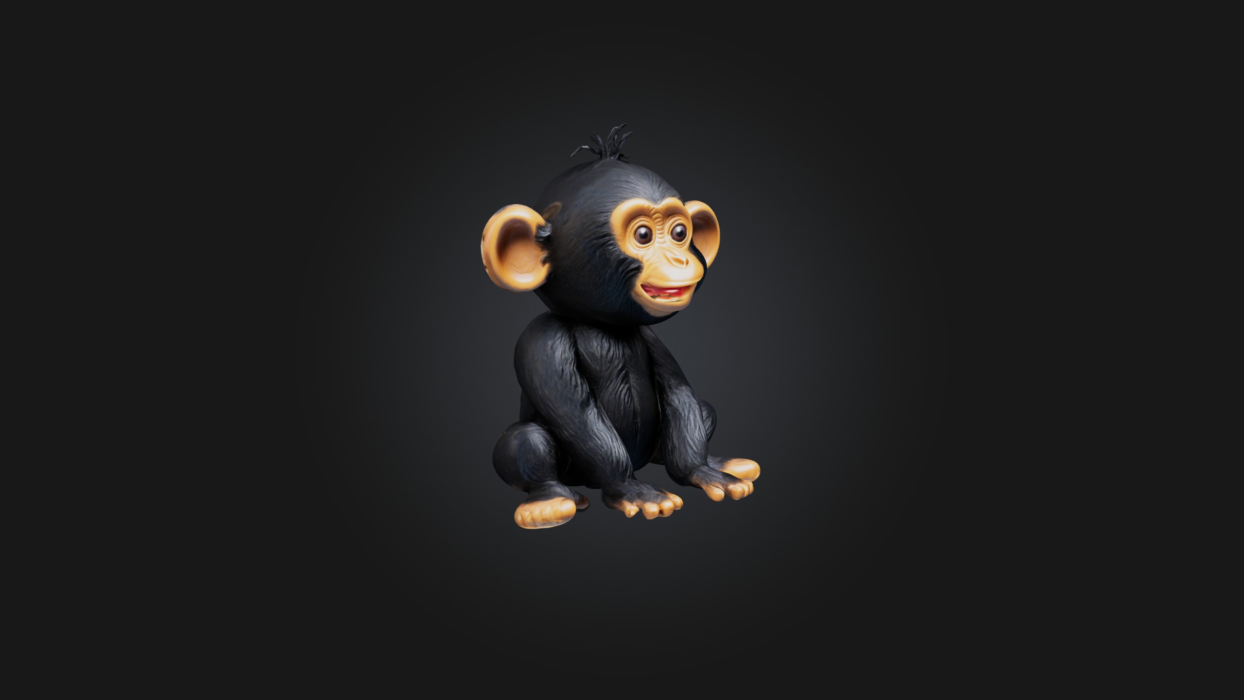Sitting Chimpanzee Toy Model Low-poly 3D model_6