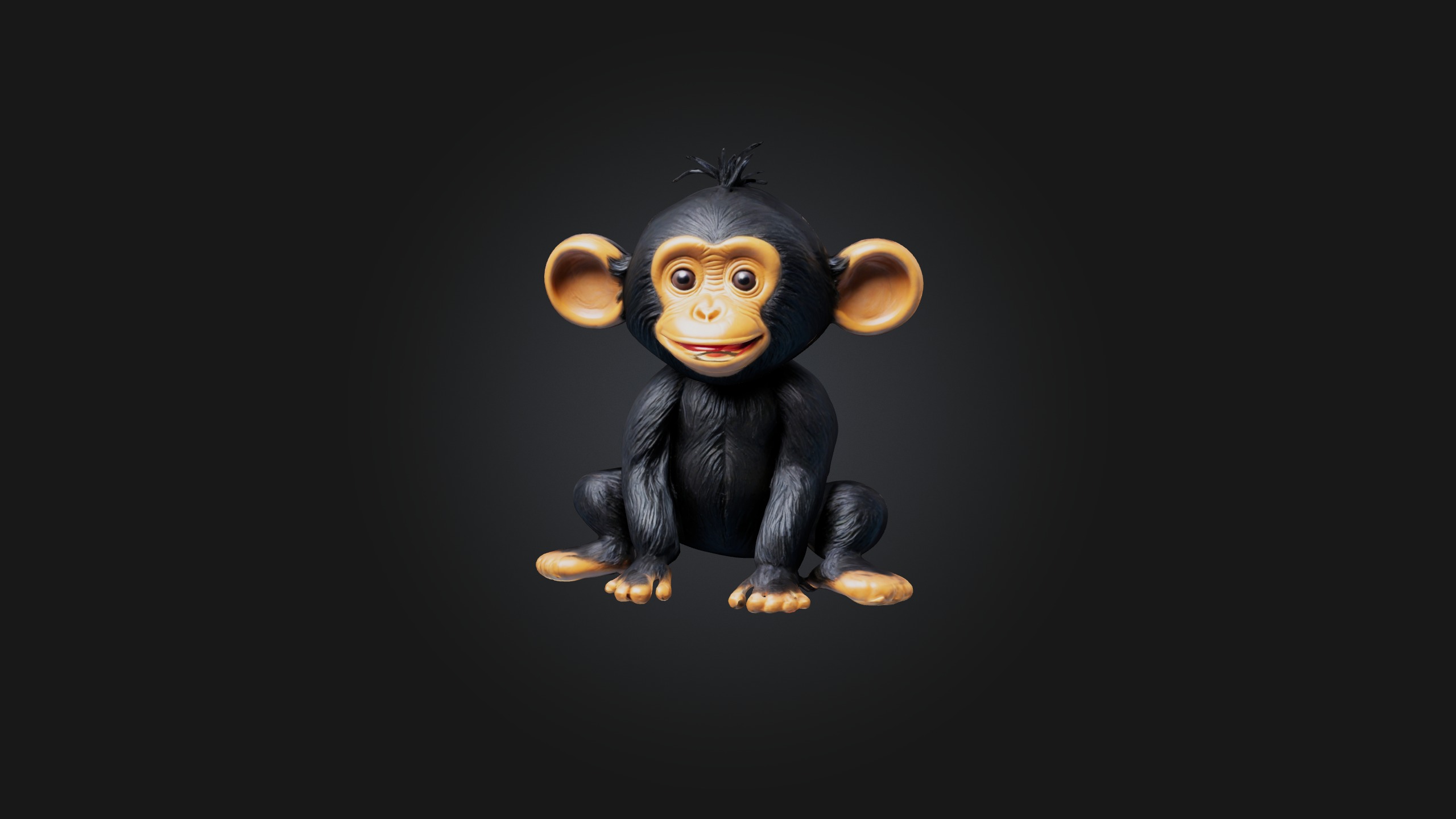 Sitting Chimpanzee Toy Model Low-poly 3D model_3