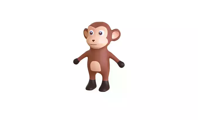 High-Quality 3D Cute Monkey for Games Low-poly 3D model