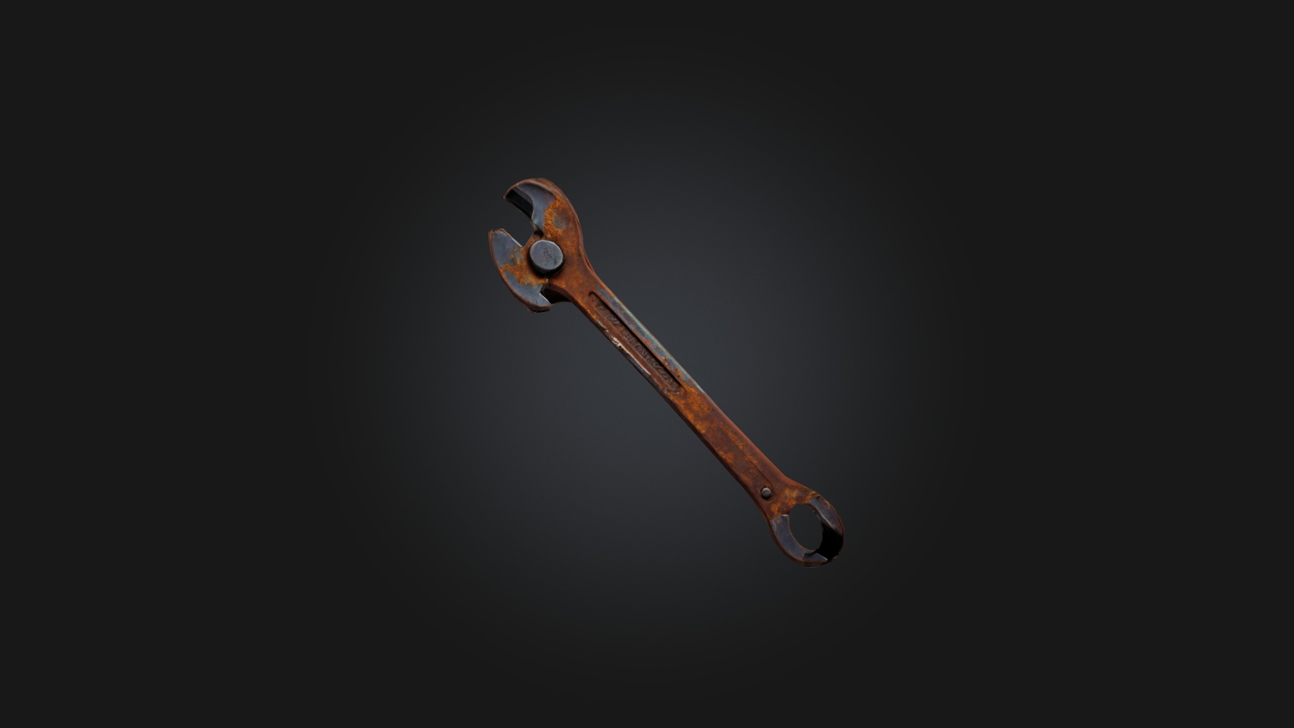 Rusted Wrench Low-poly 3D model_4