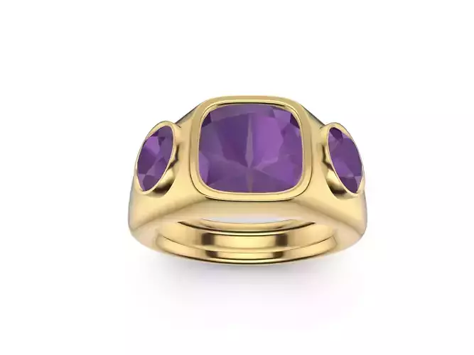 Cushion Cut Bezel Signet Ring