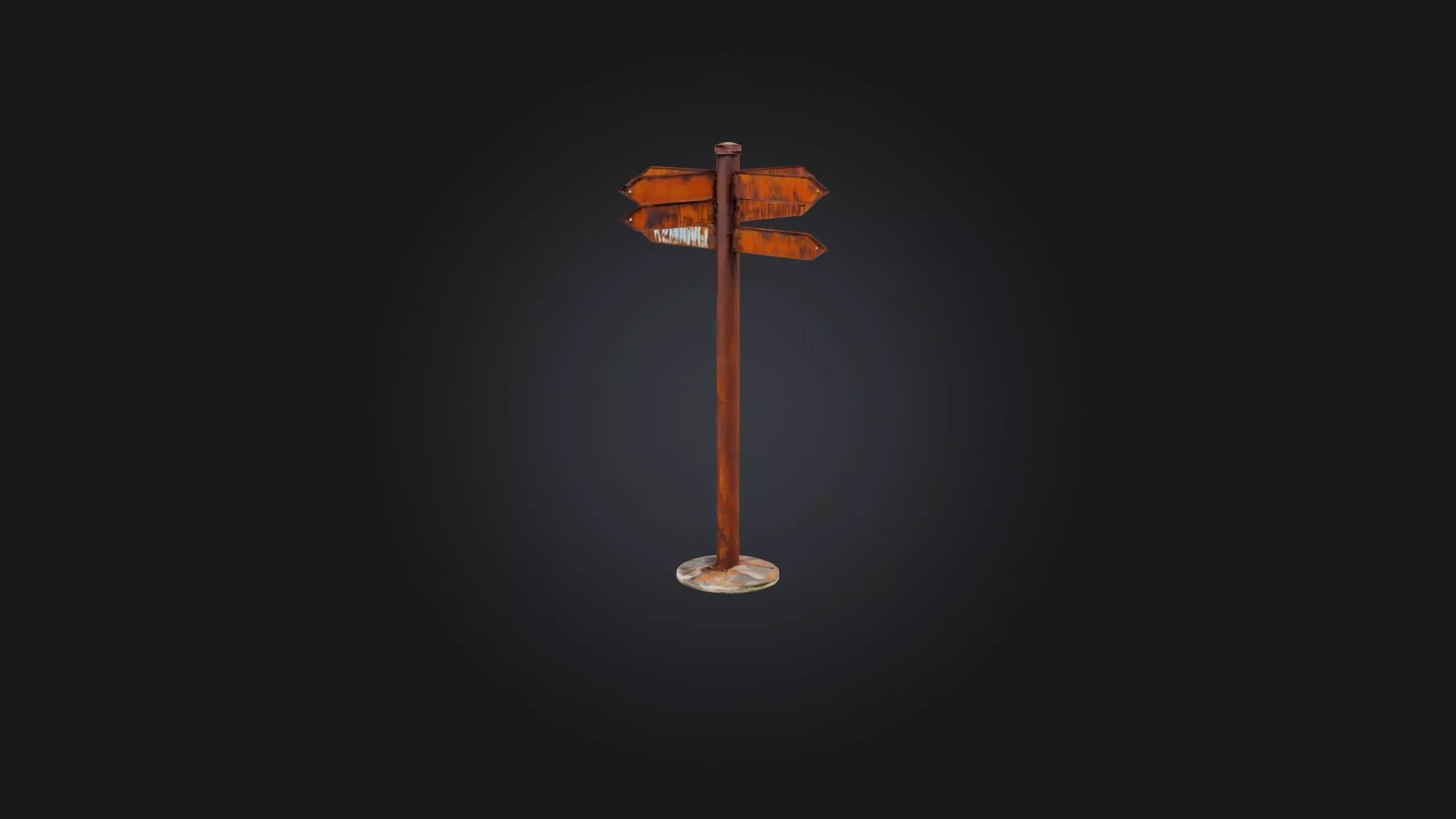 Rusted Sign Post Low-poly 3D model_0