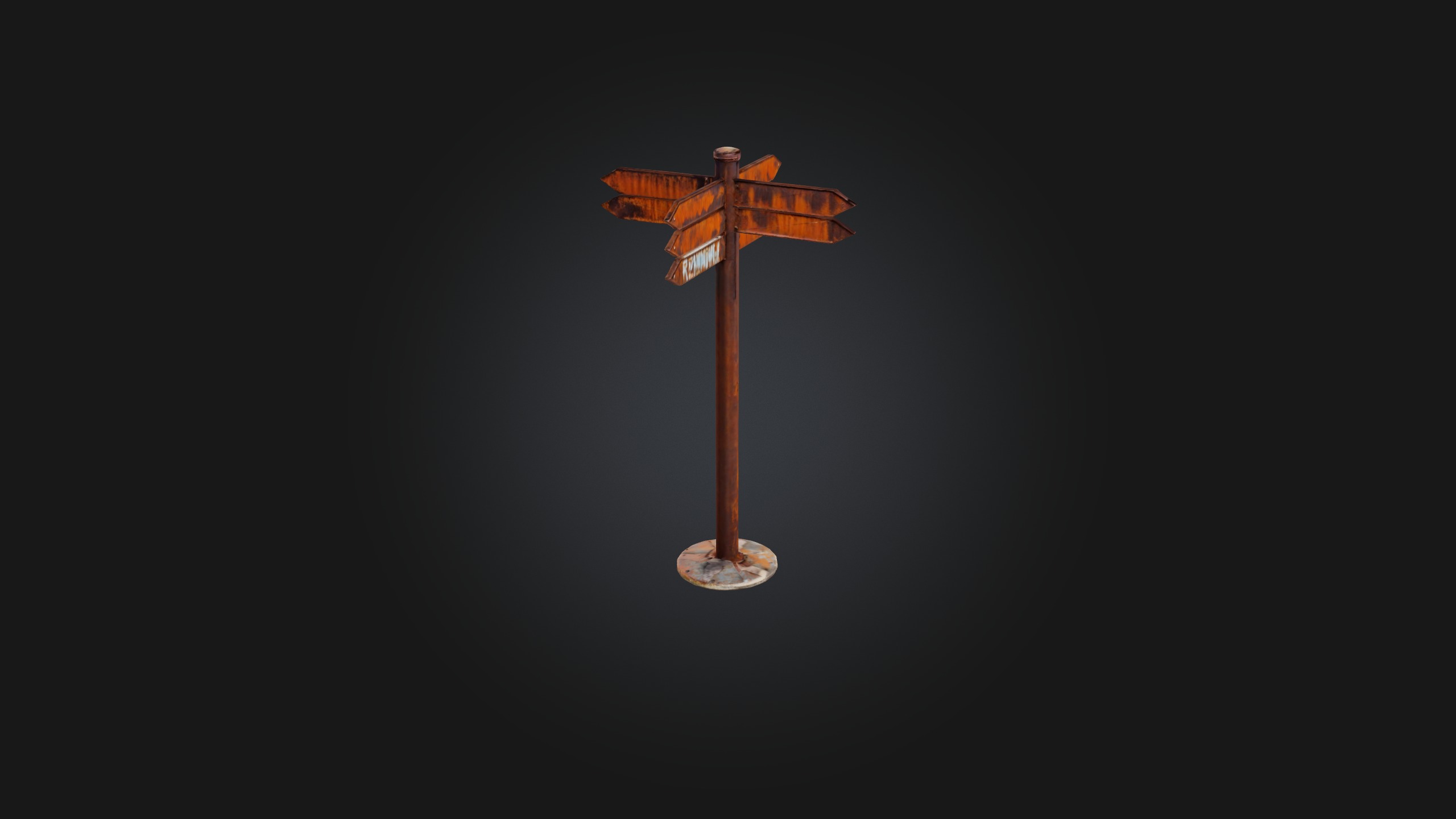 Rusted Sign Post Low-poly 3D model_6