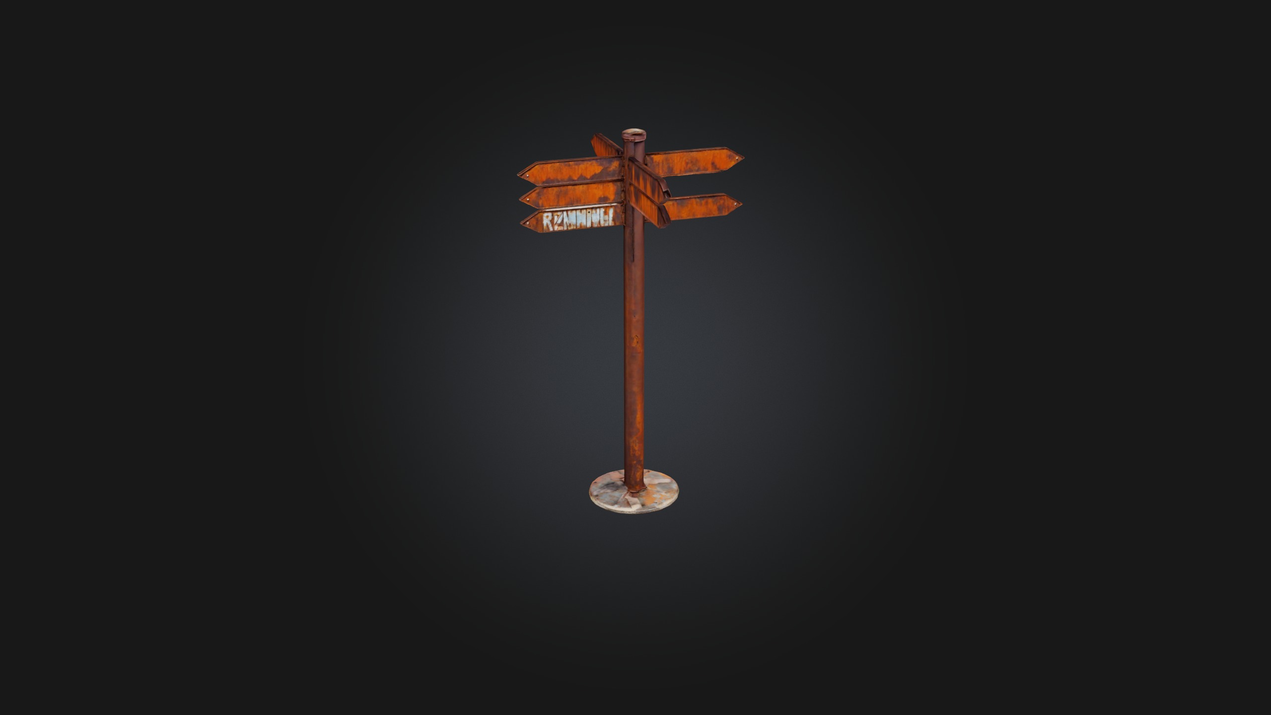 Rusted Sign Post Low-poly 3D model_4