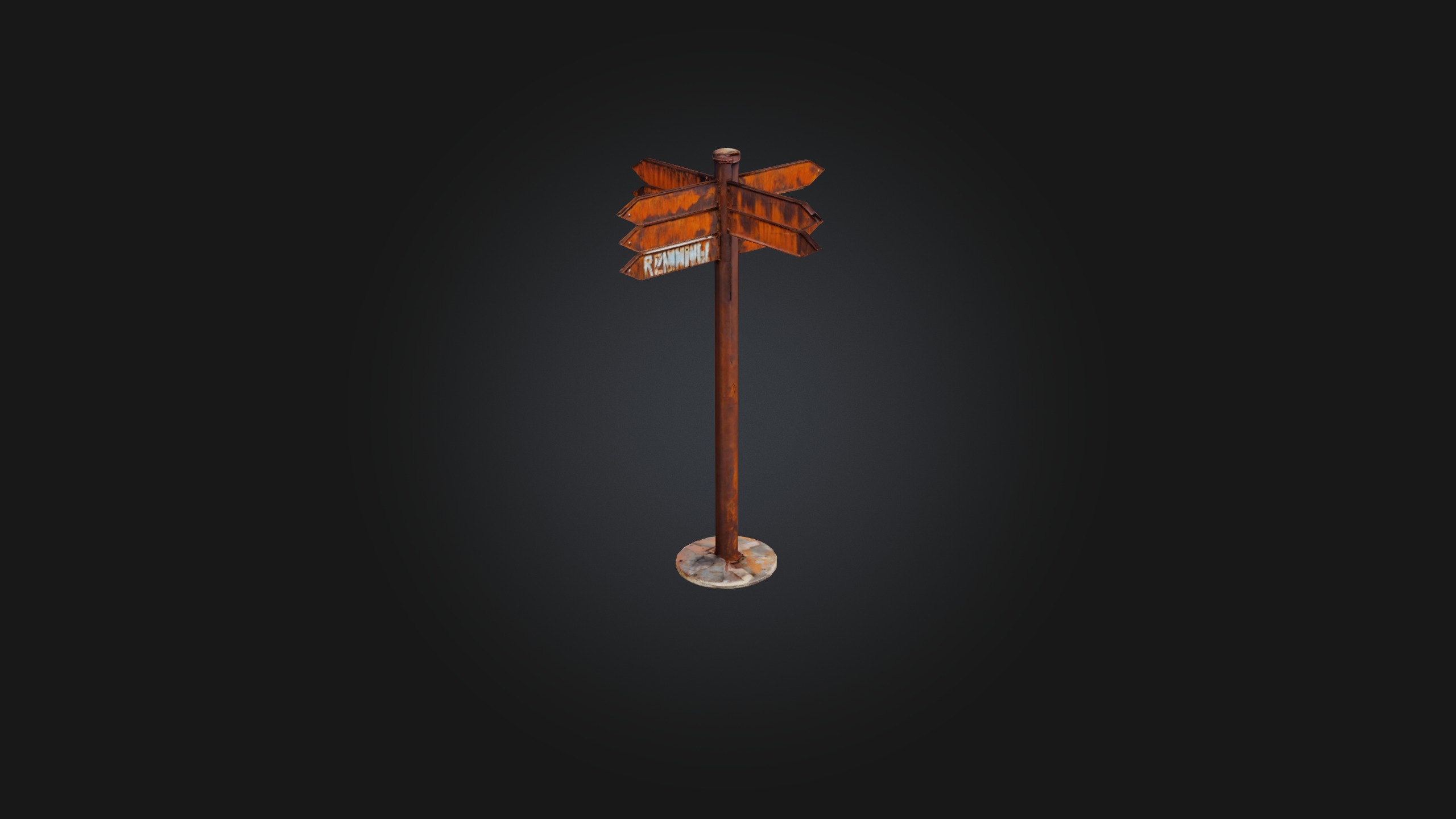 Rusted Sign Post Low-poly 3D model_5