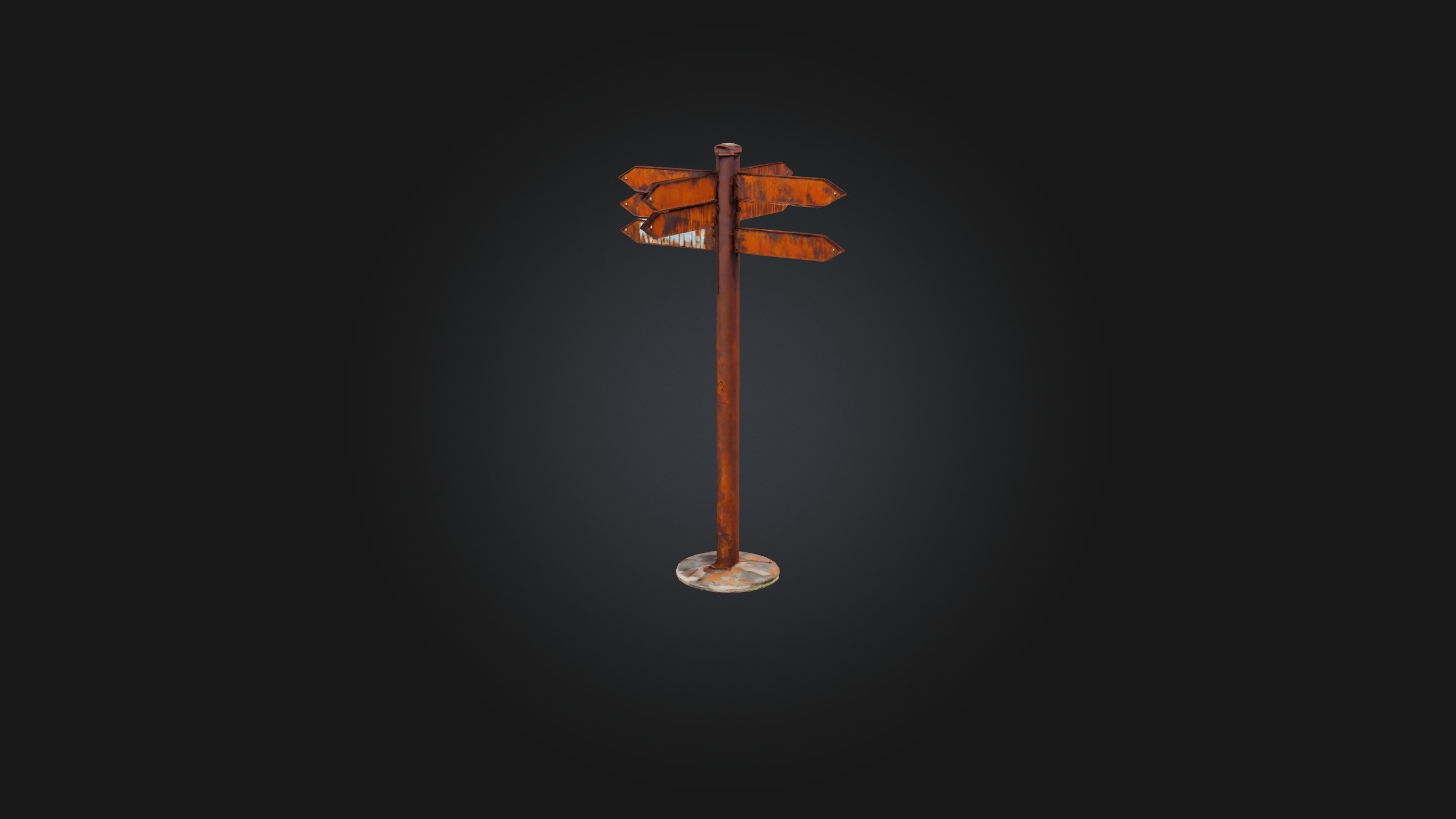 Rusted Sign Post Low-poly 3D model_1